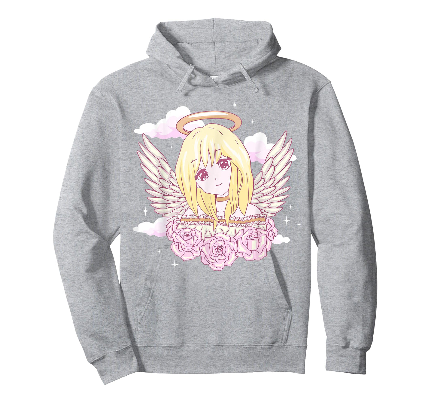 Angelcore Aesthetic Anime Girl Roses Angel Halo T-Shirt