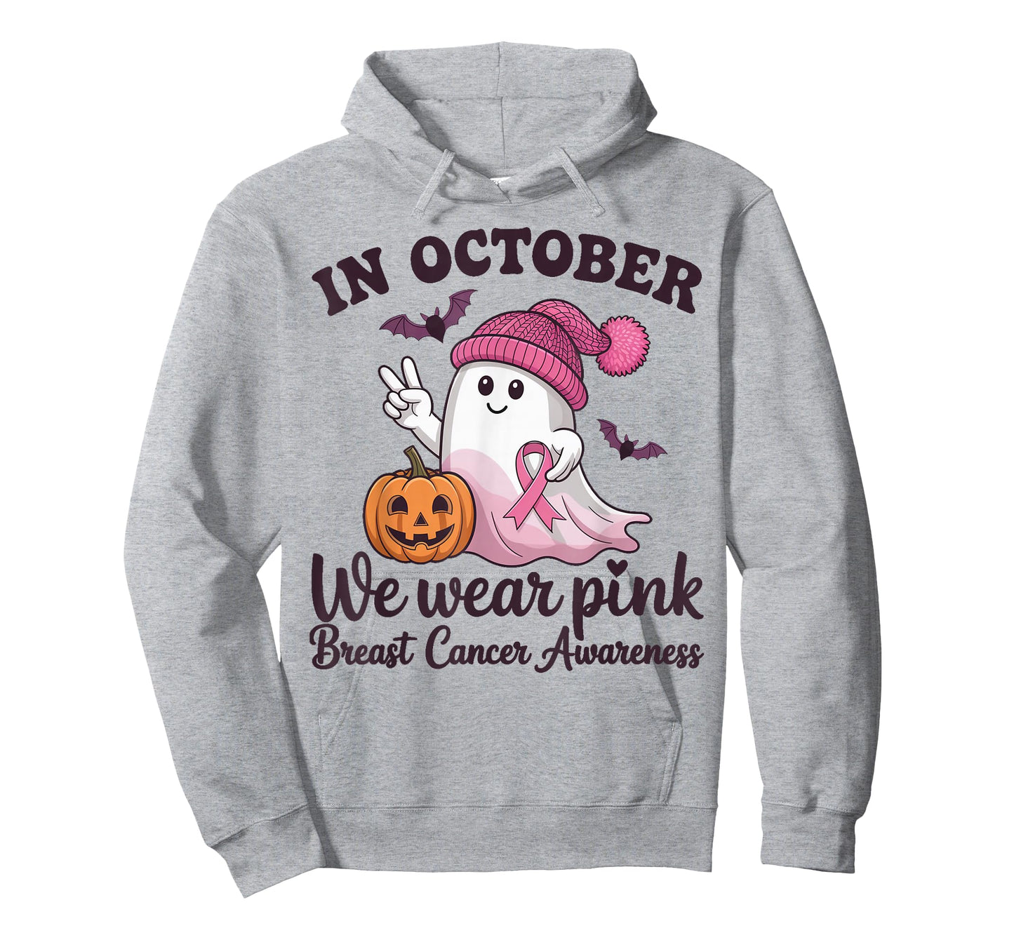 in October we wear Pink Halloween Breast Cancer Awareness T-Shirt