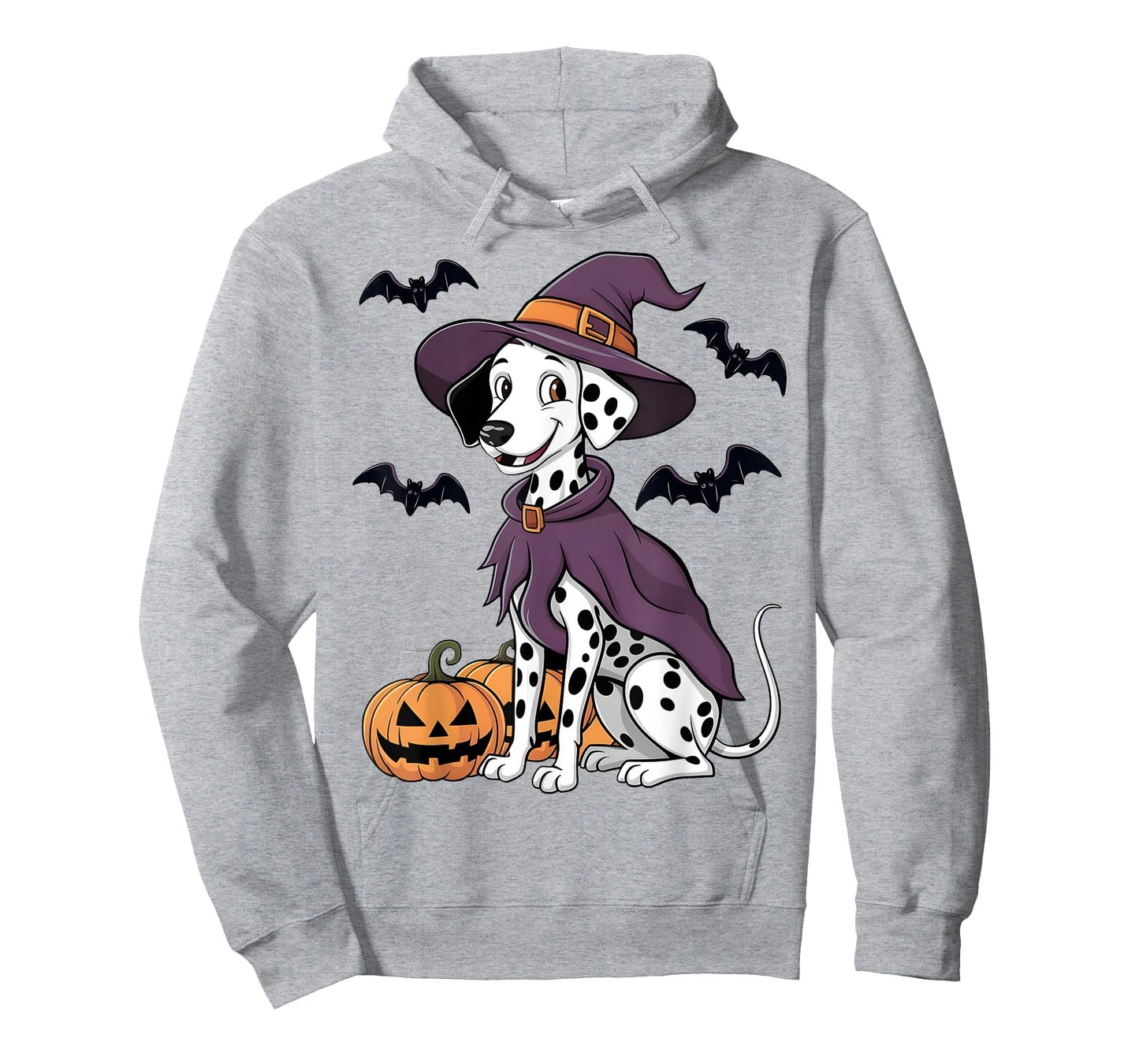 Scary Pumpkin Bat Funny Witch Hat Dalmatian Dog Halloween T-Shirt