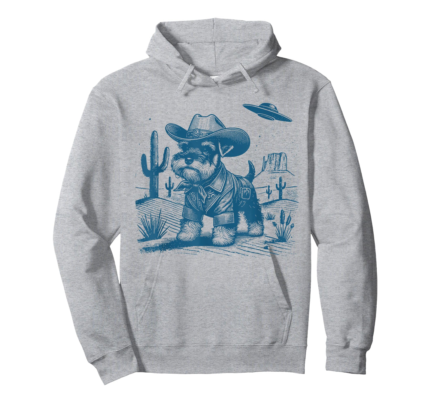 Schnauzer Vintage UFO Western Funny Cowboy Schnauzer UFO T-Shirt