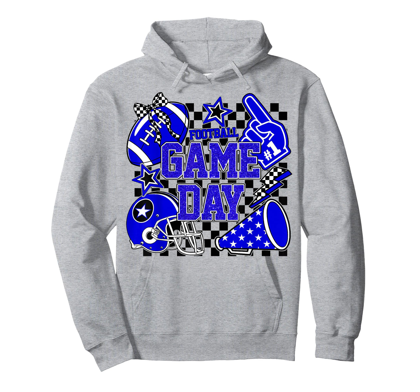 Game Day Football Touchdown Season Girly Team Spirit Blue T-Shirt