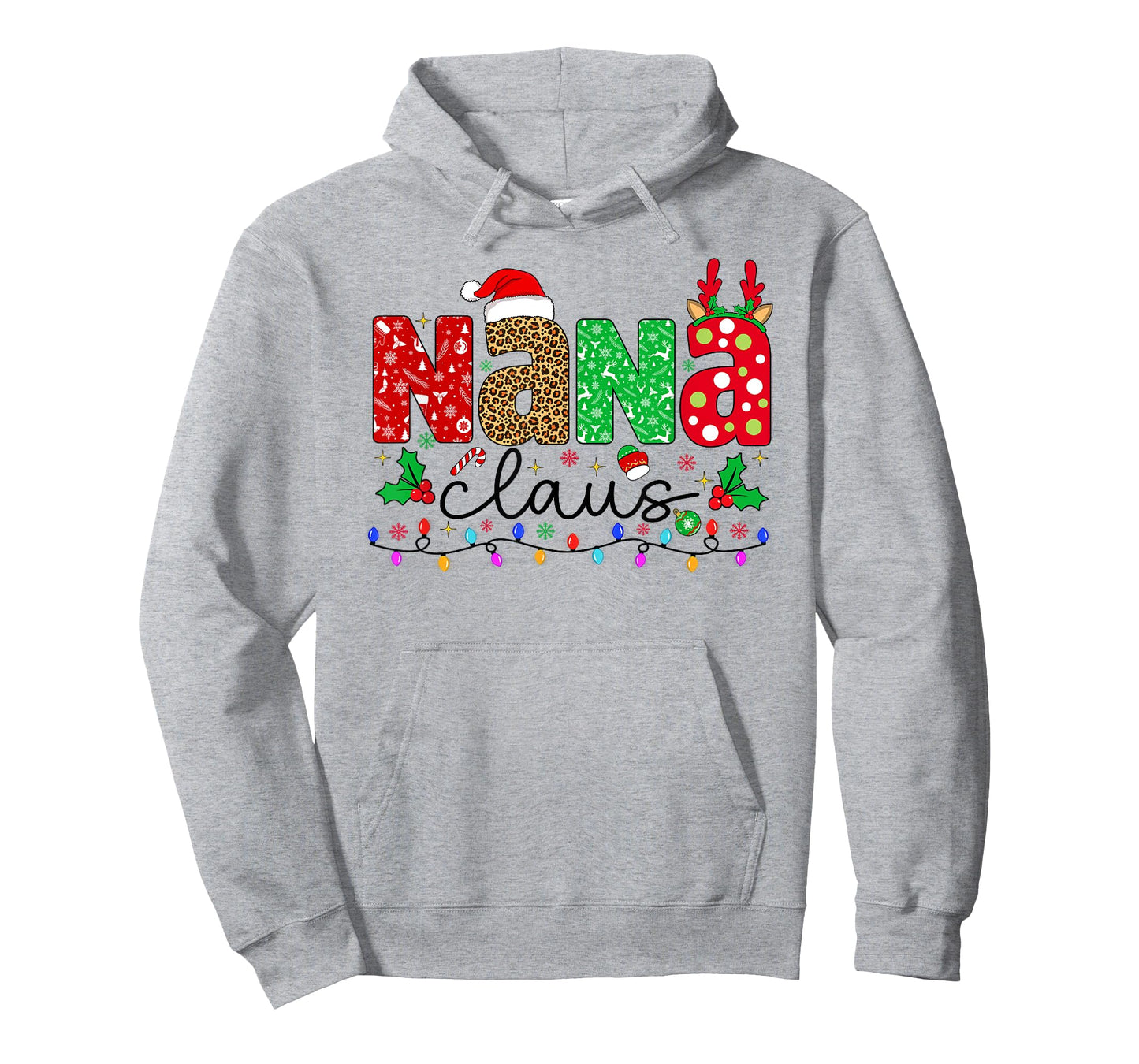 Nana Claus Christmas Lights Matching Family Xmas Pajamas T-Shirt