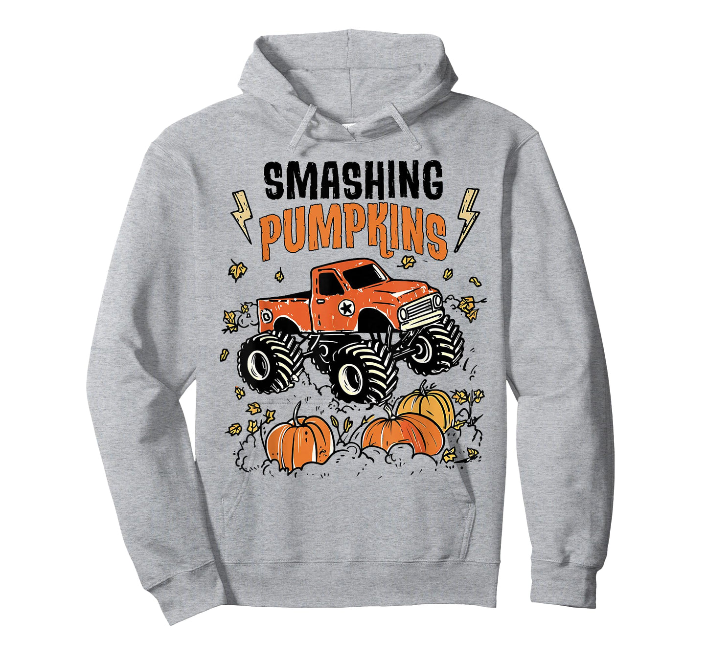 Retro Funny Monster Truck Smashing Pumpkin Boys Halloween T-Shirt