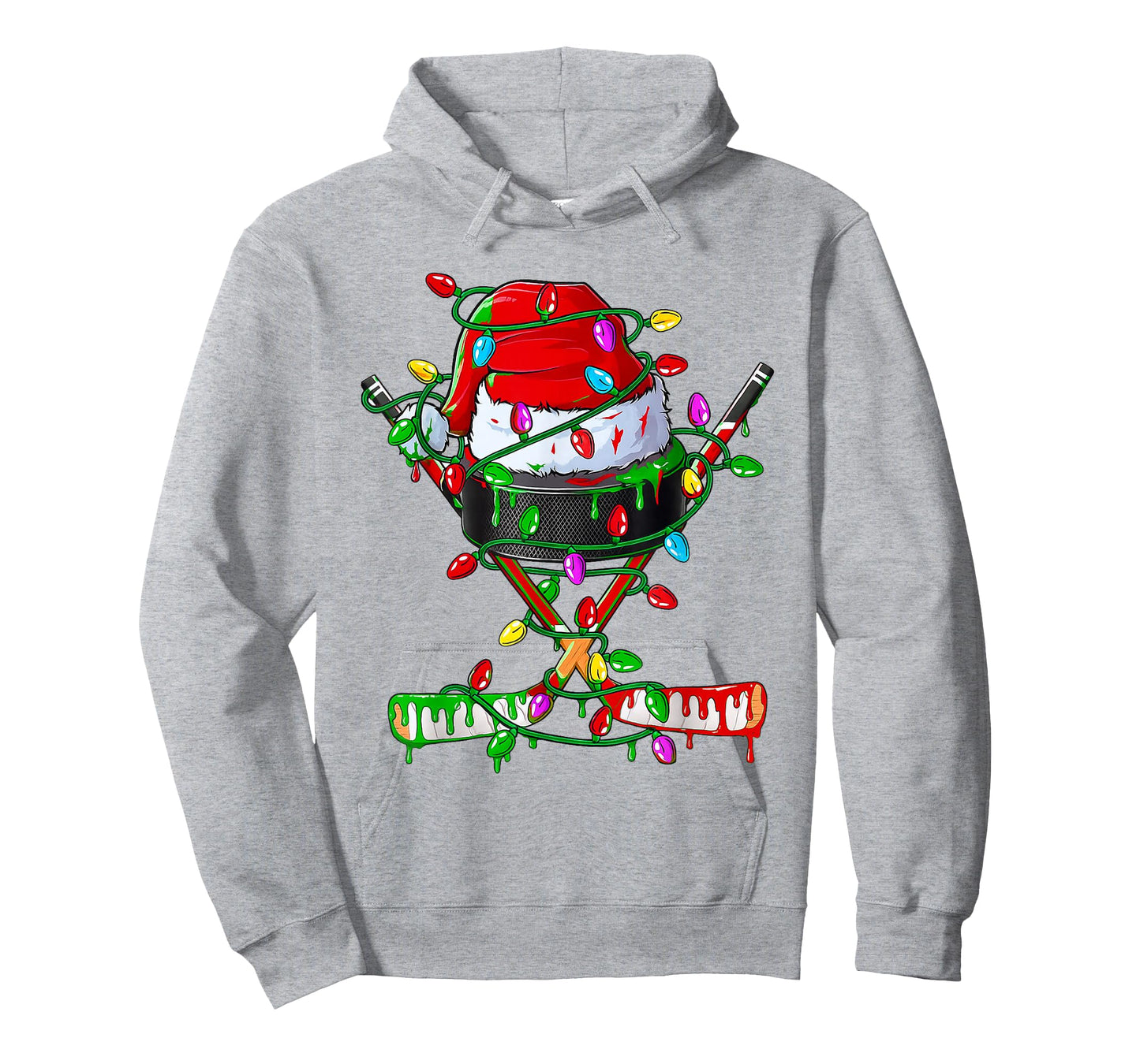 Christmas Hockey Ice Cream Drip Boys Xmas Ice Hockey Players T-Shirt