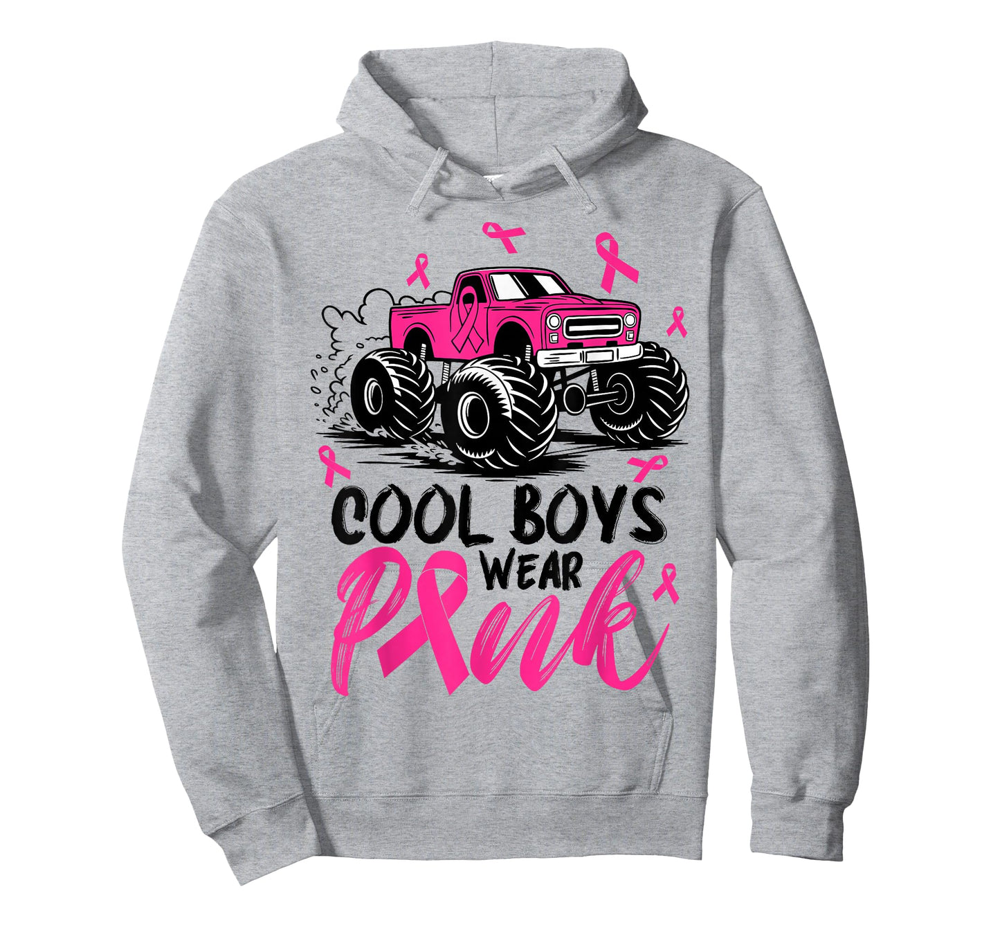 Monster Truck Cool Boys Wear Pink Breast Cancer Awareness T-Shirt