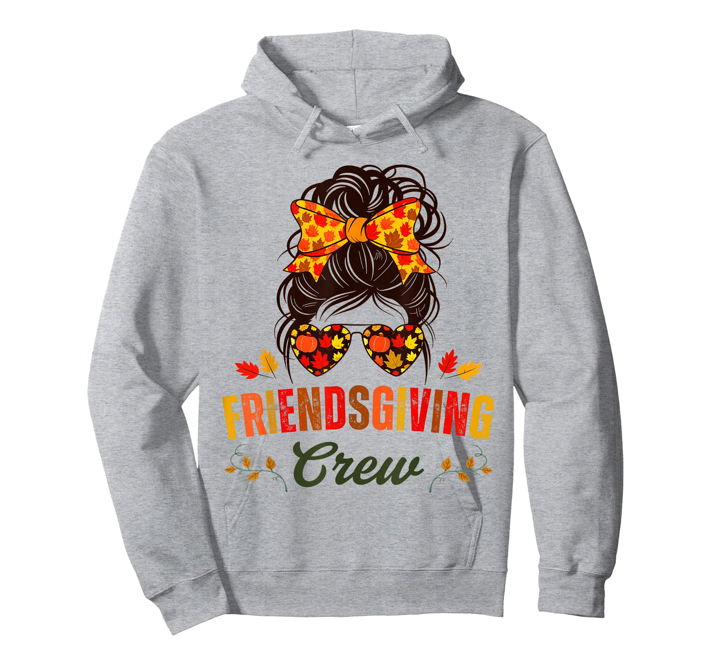 Friendsgiving Crew Fall Autumn Thanksgiving 2024 Messy Bun T-Shirt