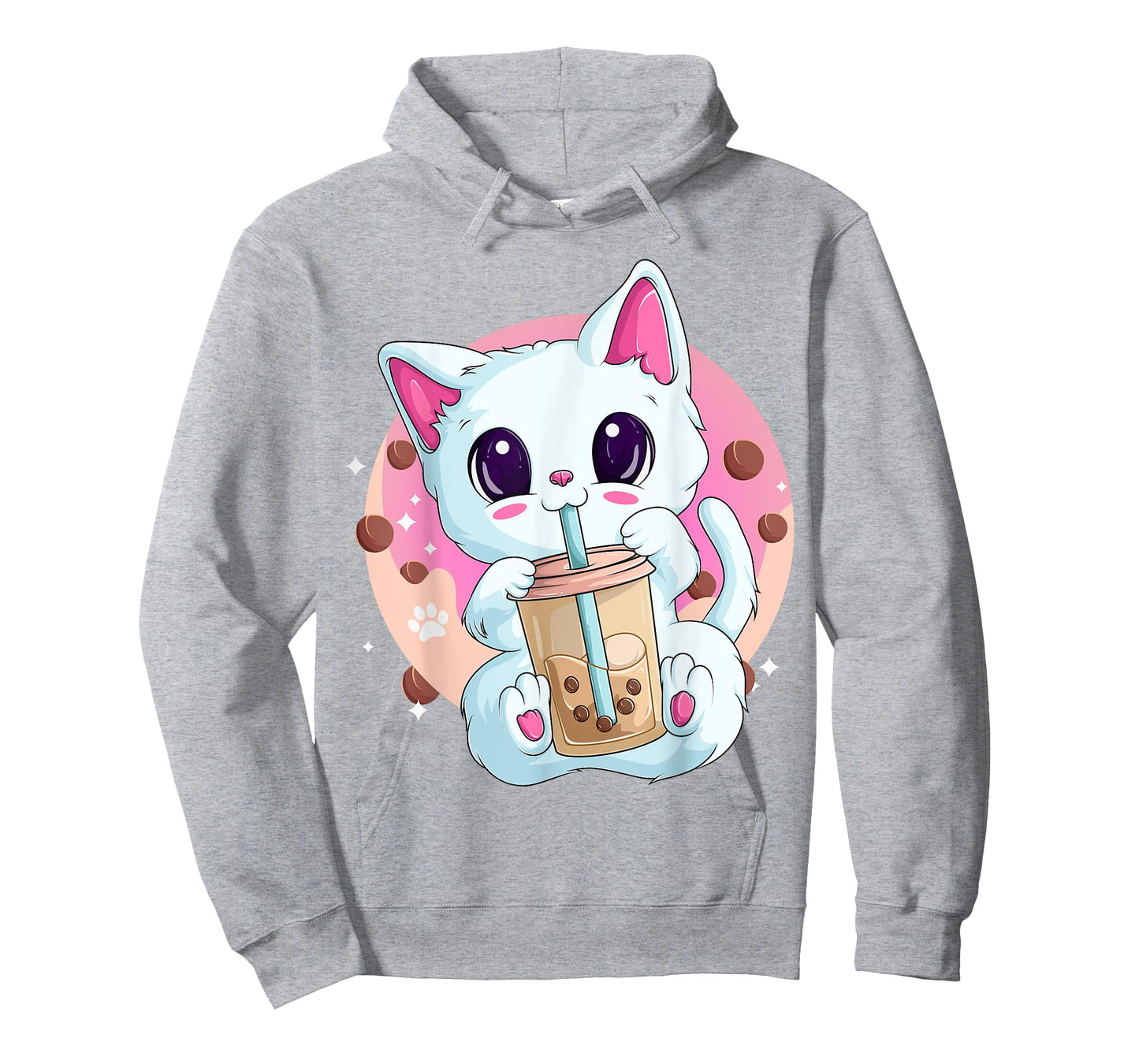 Boba Tea Cat Anime Shirts for Women, Kawaii Bubble Tea Neko T-Shirt