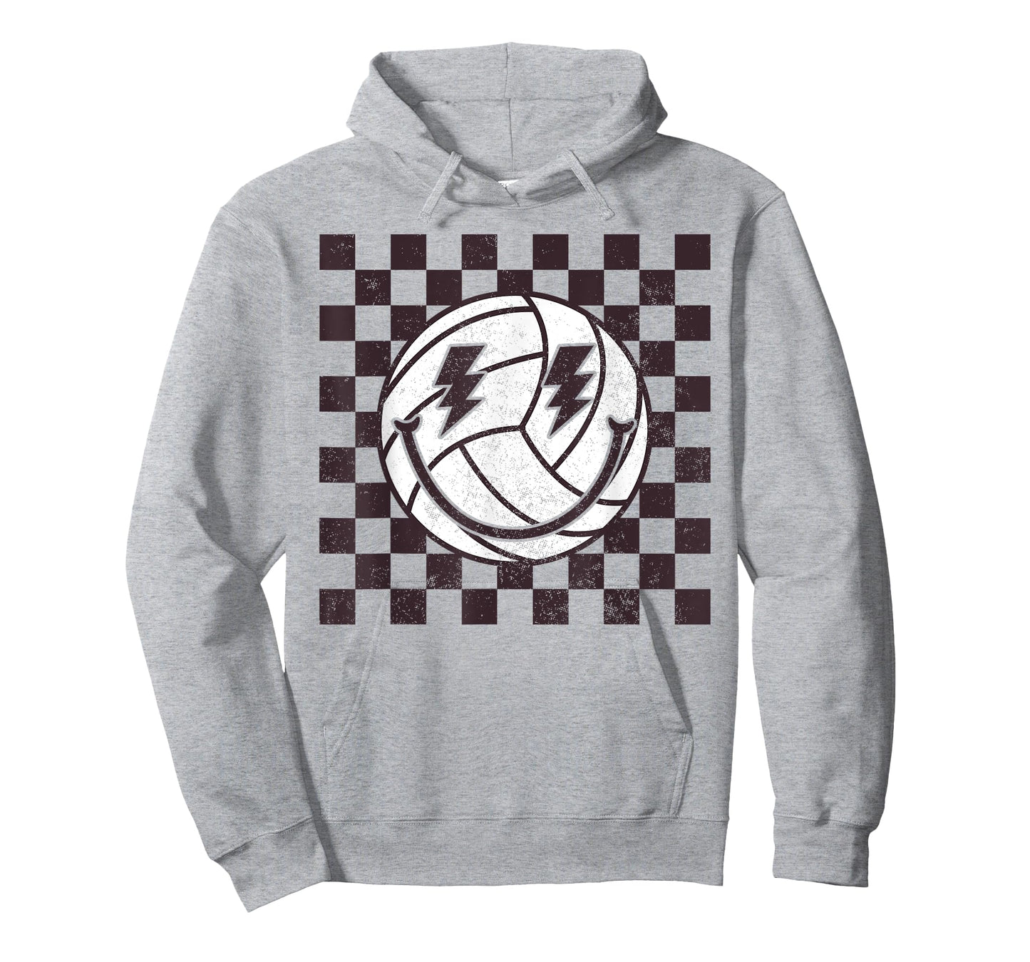 Checkered Volleyball Smile Face Lightning Bolt T-Shirt