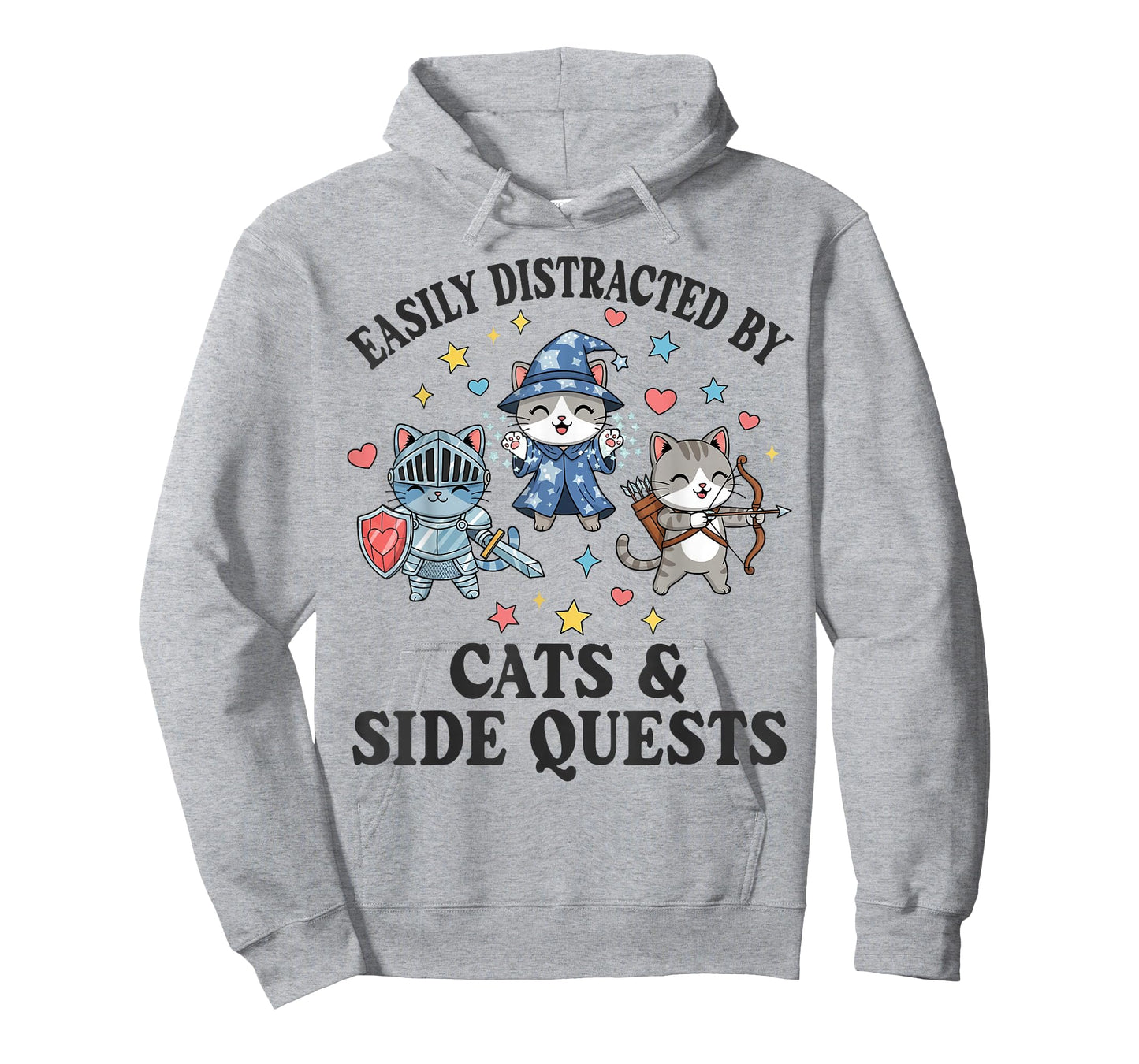 Kawaii Easily Distracted by Cats Side Quests Funny Gamer T-Shirt
