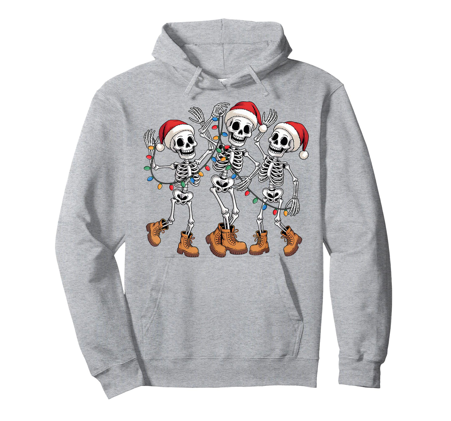 Dancing Skeleton Christmas Lights Santa Hat Xmas Pajamas T-Shirt
