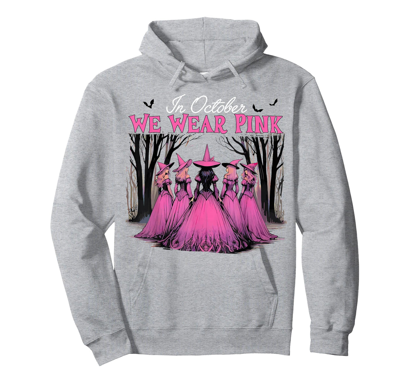 In October We Wear Pink Witch Halloween Breast Cancer Women T-Shirt