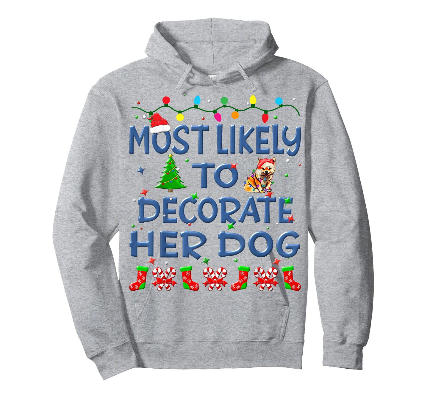 Christmas Most Likely To Decorate Her Dog Family Kids T-Shirt