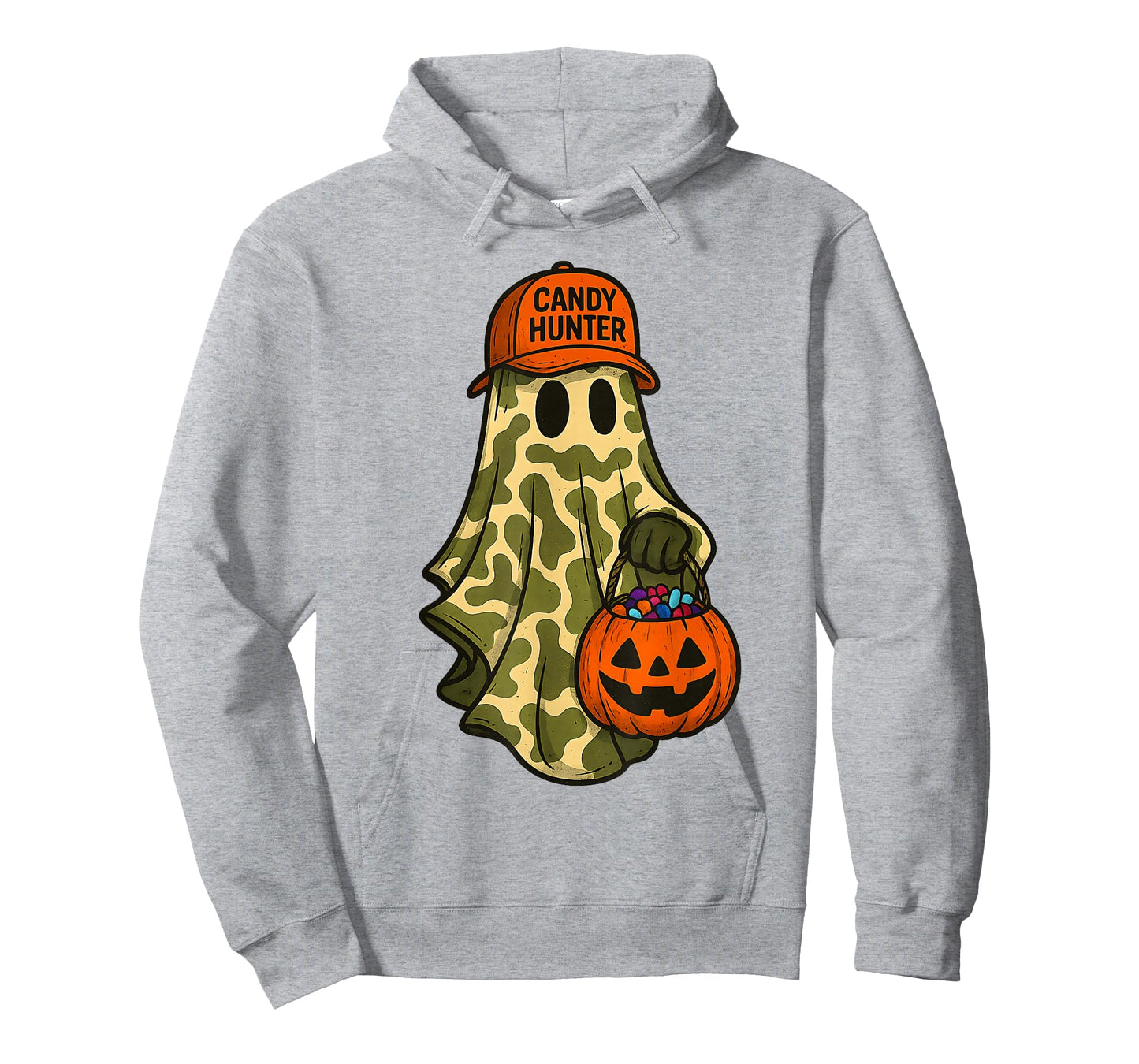 Camo Ghost Candy Hunter Halloween Funny Boys Kid Men Hunting T-Shirt