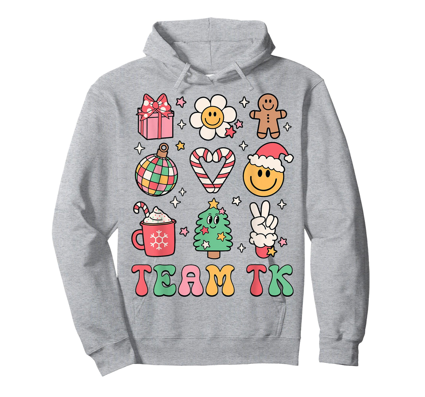 Team TK Teacher Christmas Groovy Smile Face Girl Boy Kid TK T-Shirt