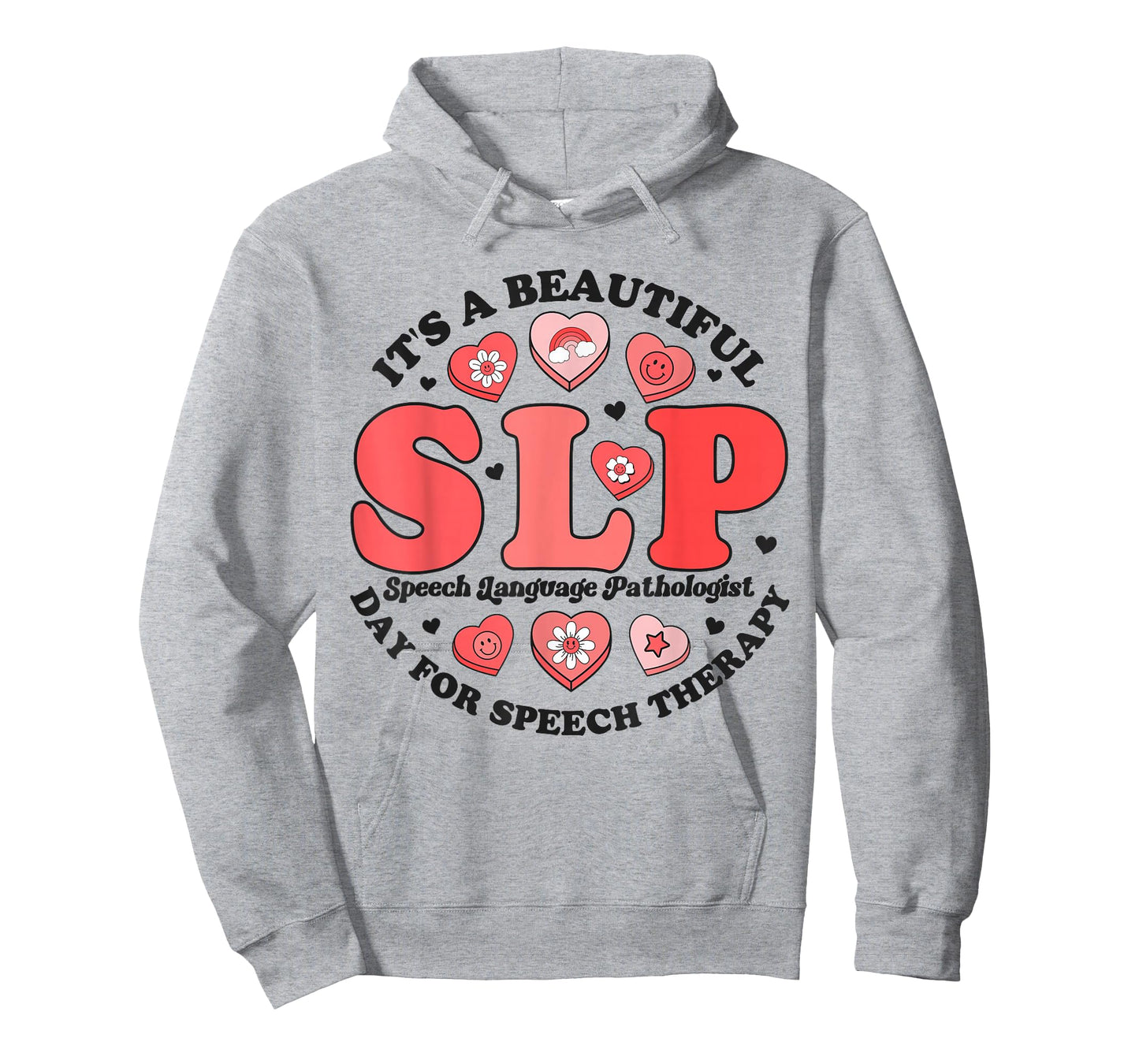 SLP Speech Therapy Pathologist Crew Groovy Valentines Hearts T-Shirt