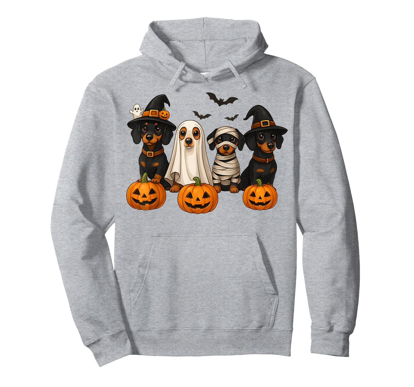 Ghost Witch Mummy Pumpkin Dachshund Dog Costume Halloween T-Shirt