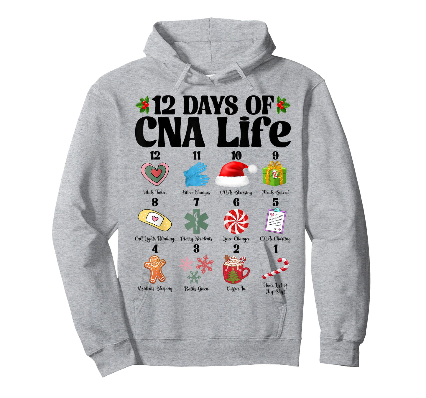 12 Days of CNA Life Nurse Merry Christmas Pajamas Xmas Women T-Shirt