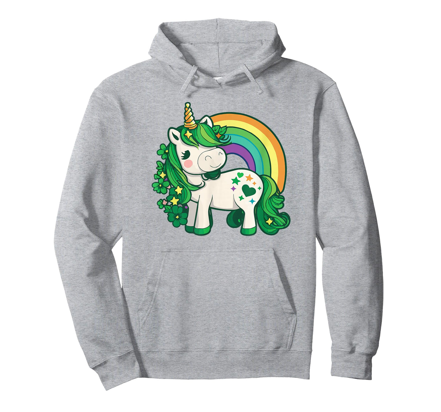 Unicorn St Patricks Day Rainbow / Green Clovers Kawaii Cute T-Shirt