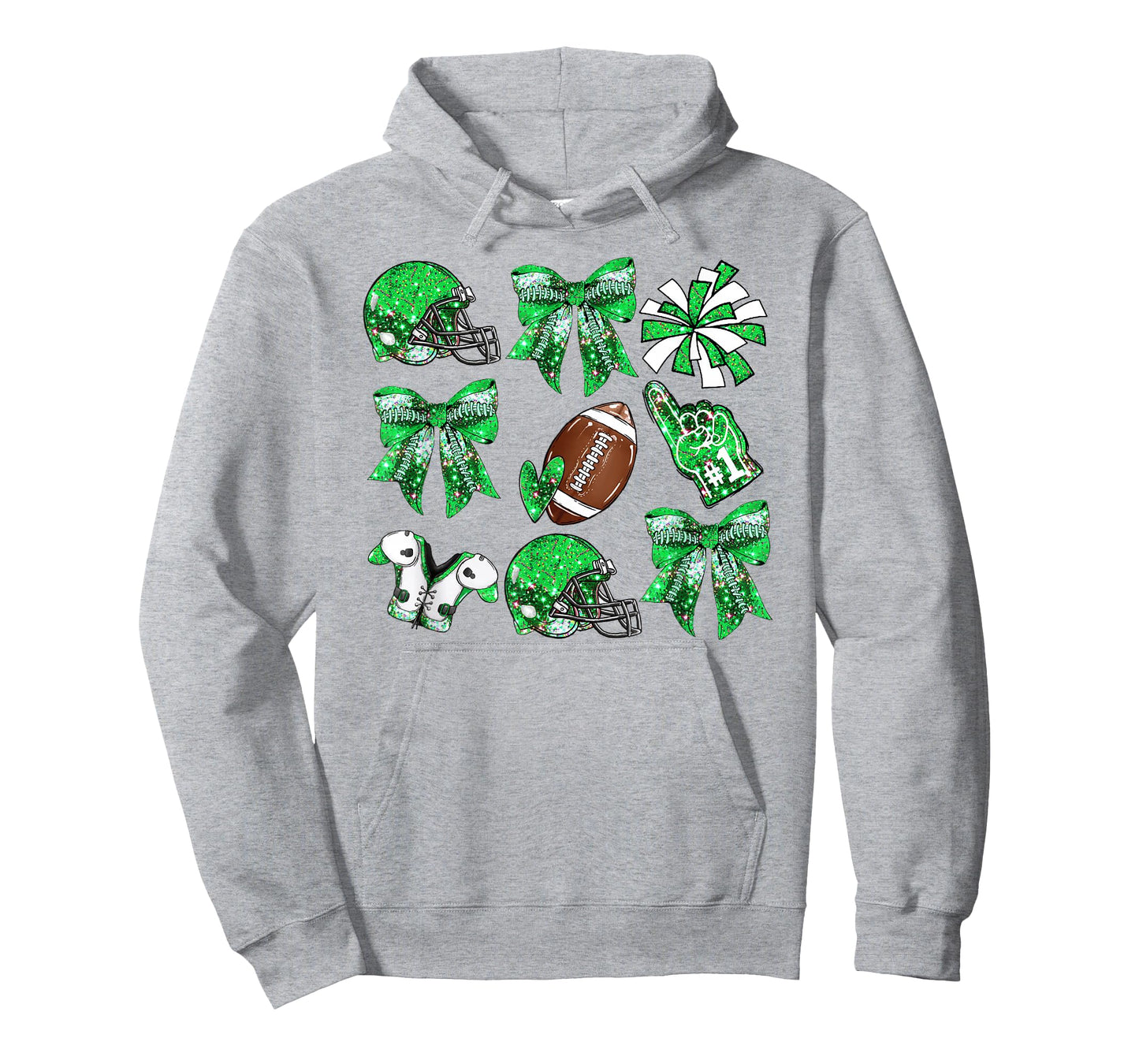 Green Coquette Bow Football Game Day Women Girls Kids T-Shirt