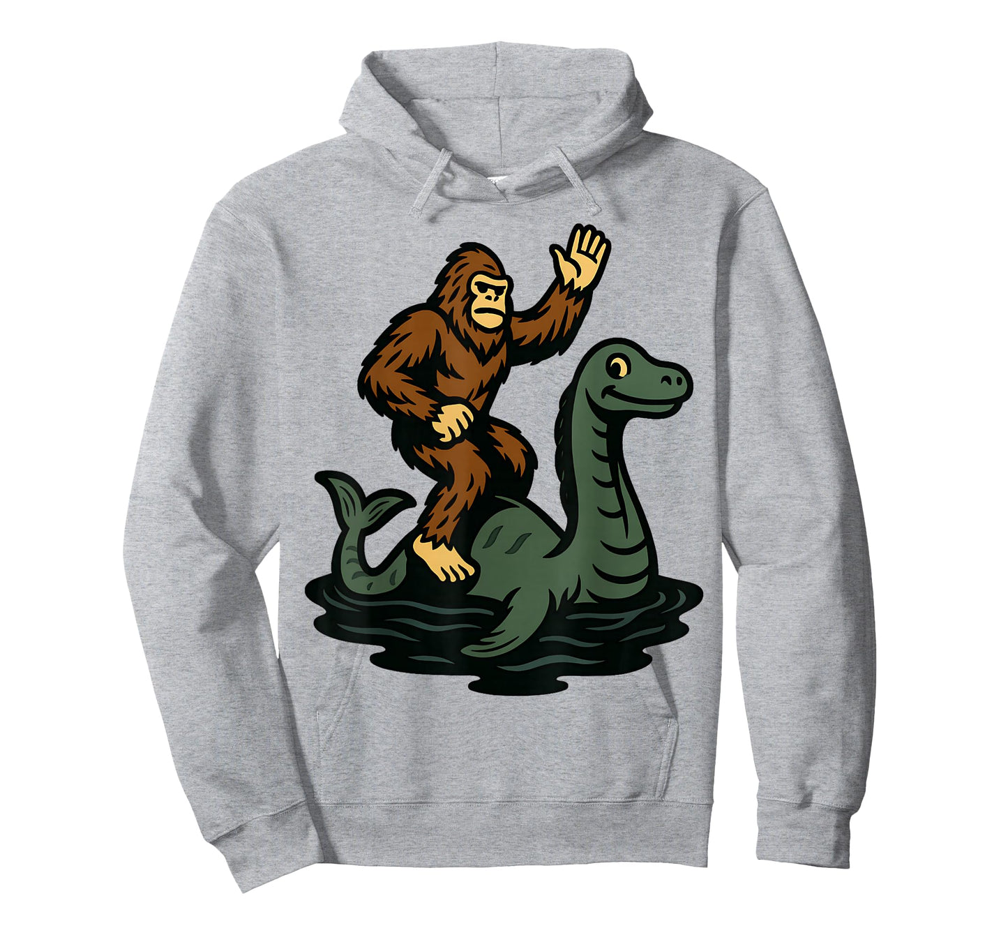 Bigfoot Riding Loch Ness Monster Funny Sasquatch T-Shirt