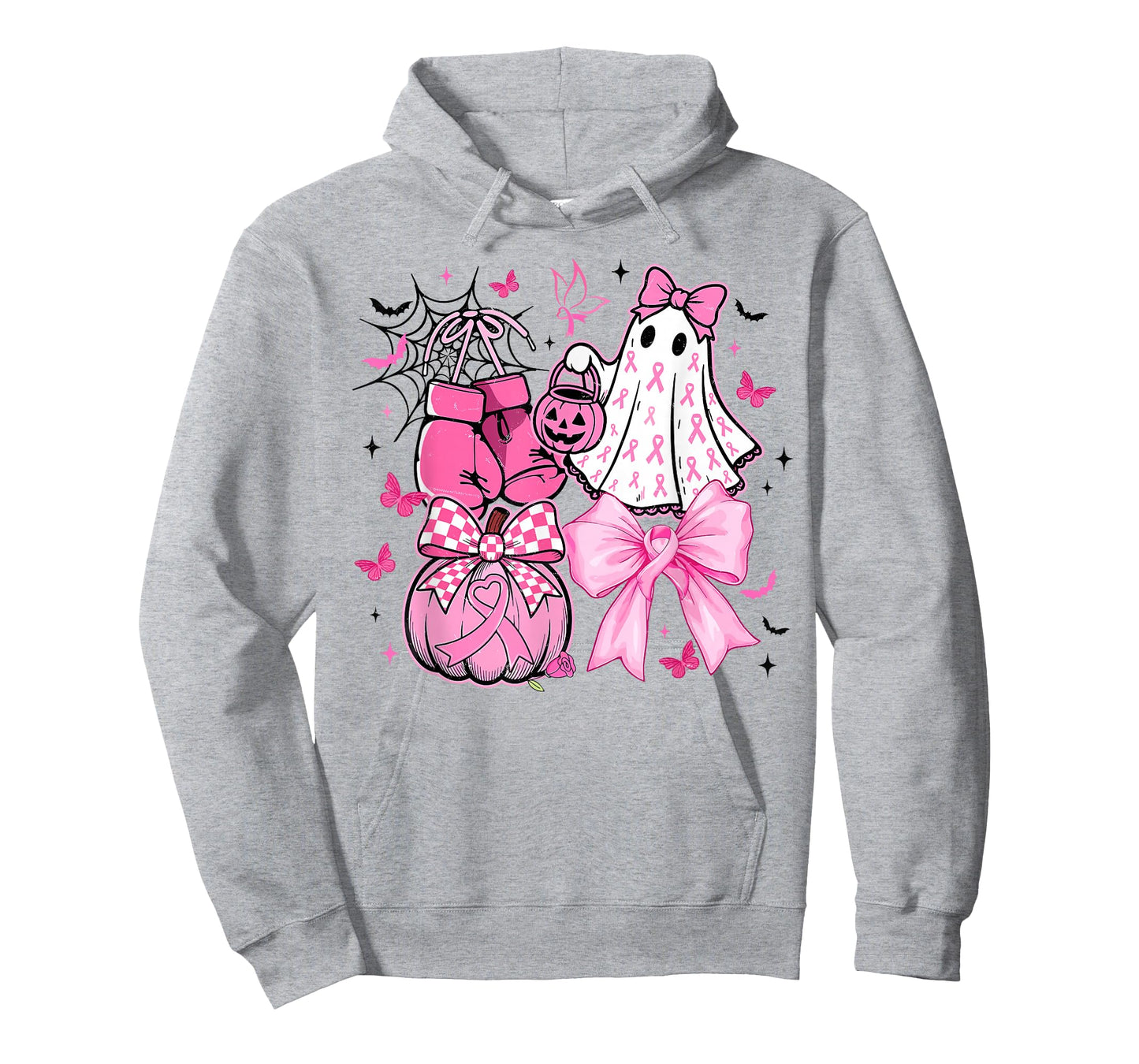 in October We Wear Pink Coquette Bow Ghost Breast Cancer T-Shirt