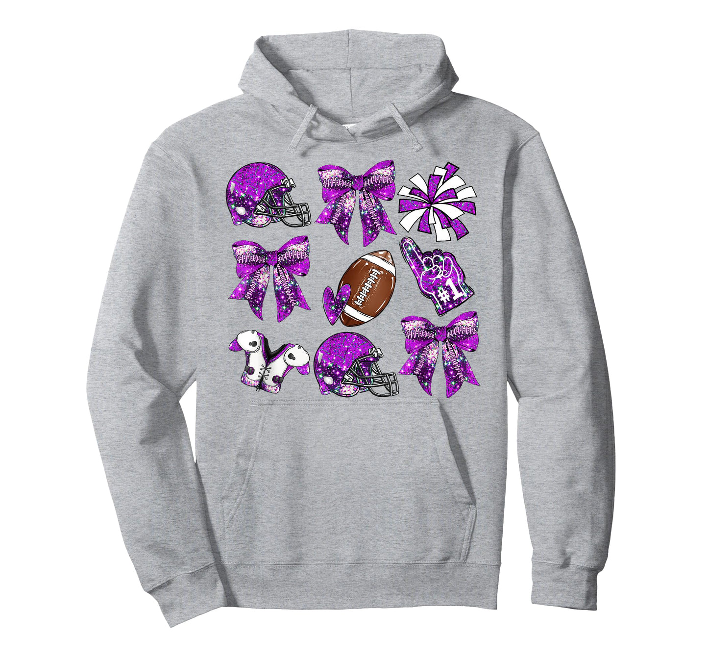 Purple Coquette Bow Football Game Day Women Girls Kids T-Shirt