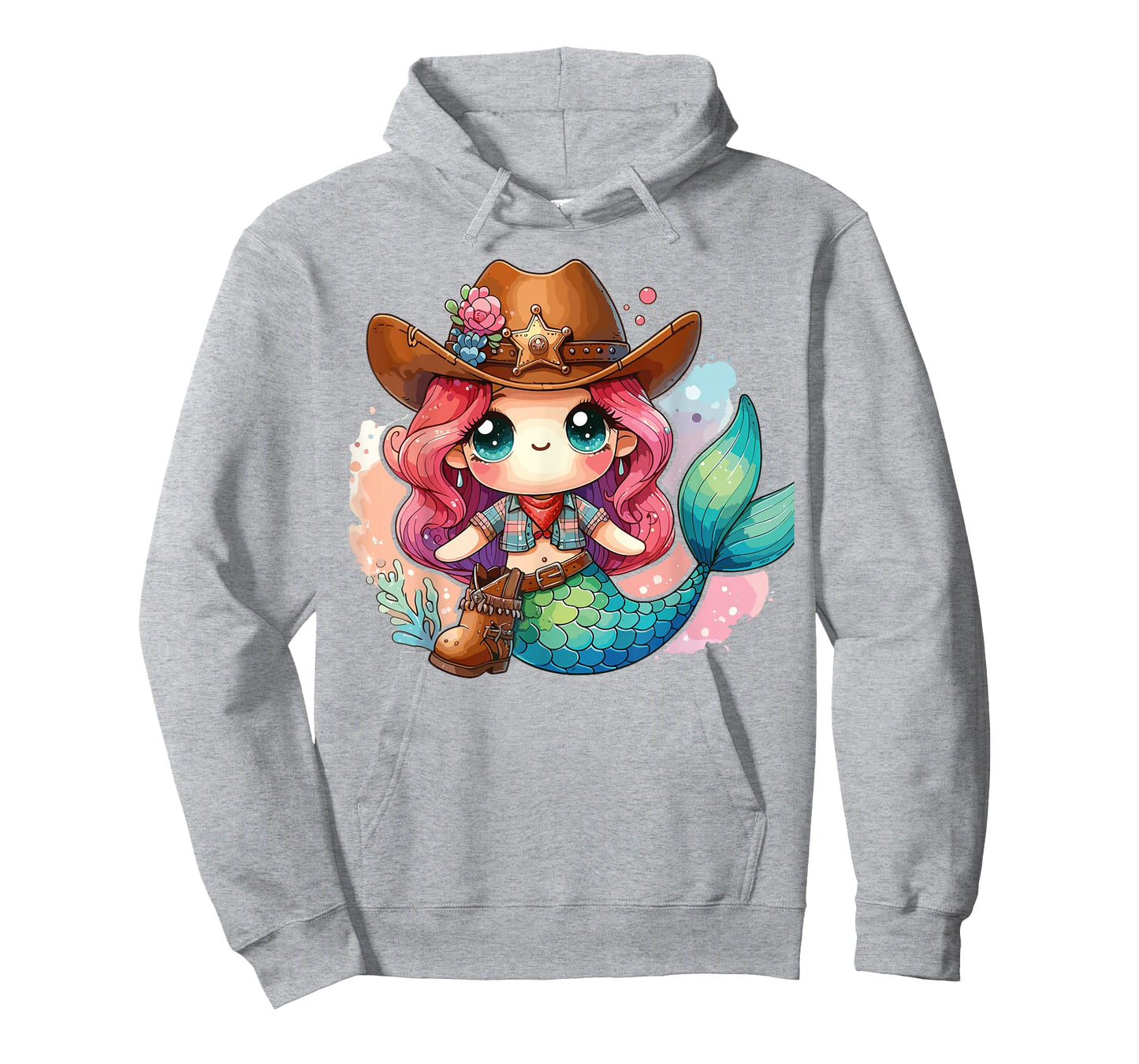 Western Rodeo Cowboy Hat Mermaid Texas Animals T-Shirt