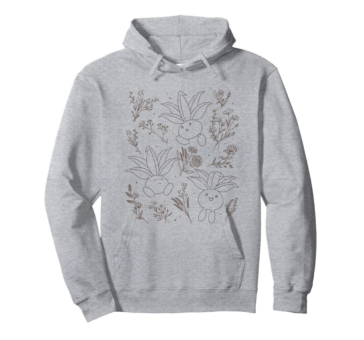 Pokémon Cute Oddish Among The Flowers Outline Portrait T-Shirt