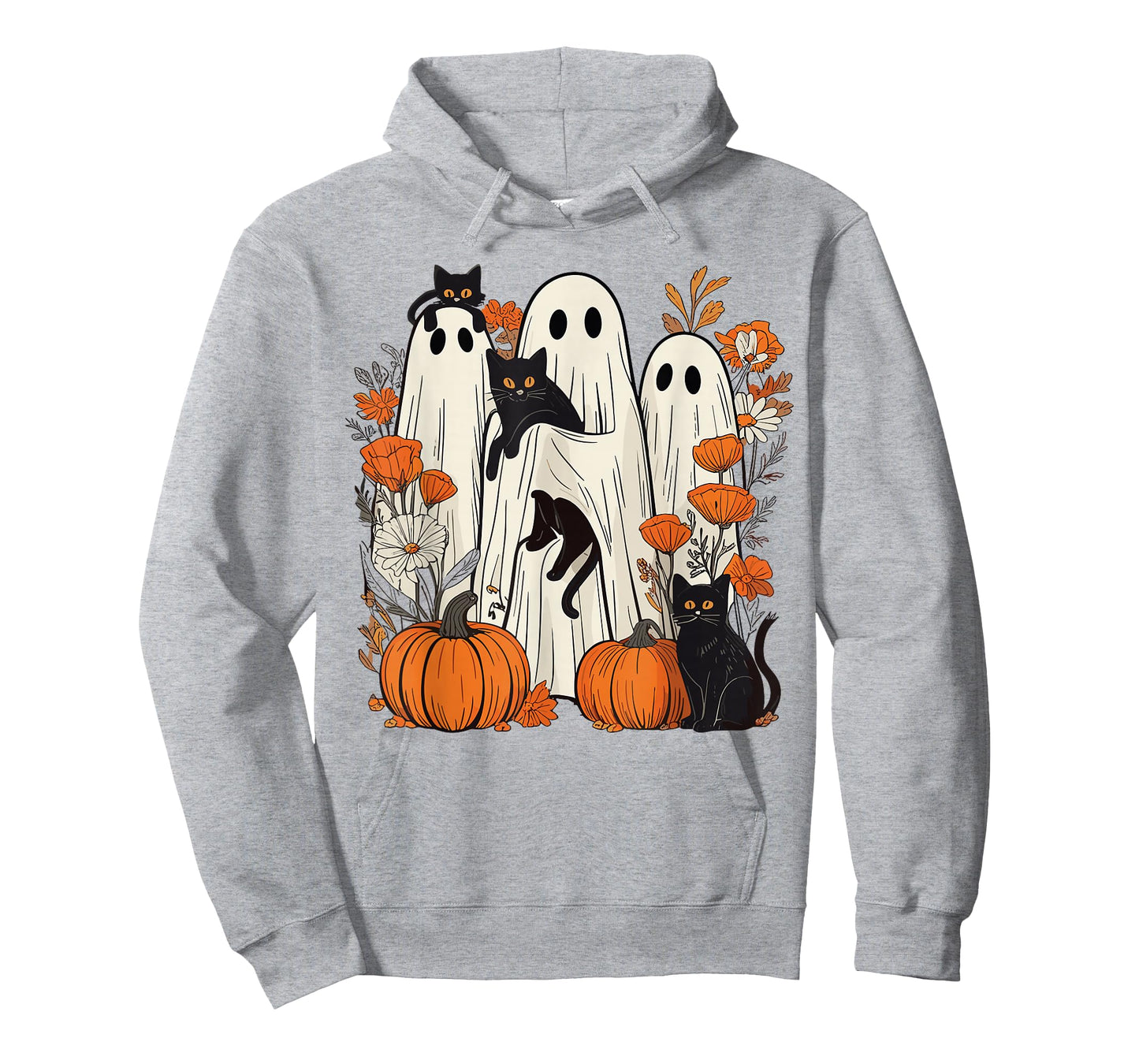Retro Halloween Ghost Holding Black Cat Costume Men Women T- T-Shirt
