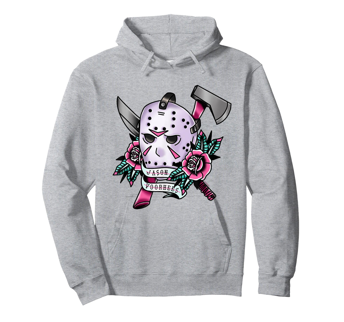 Friday The 13th Jason Voorhees Mask Tattoo Style Chest Logo T-Shirt
