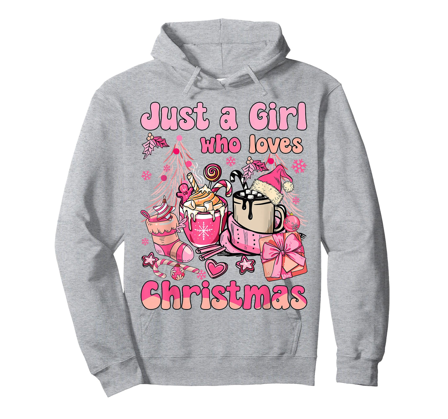 Just A Girl Who Loves Pink Christmas Santa Claus And Coffee T-Shirt