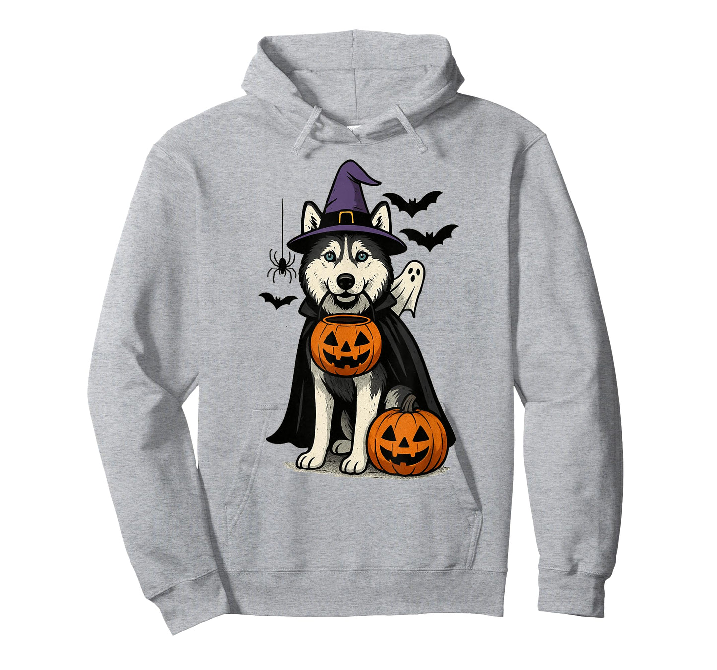 Halloween Siberian Husky Dog, Witch's hat, with Blue Eyes T-Shirt