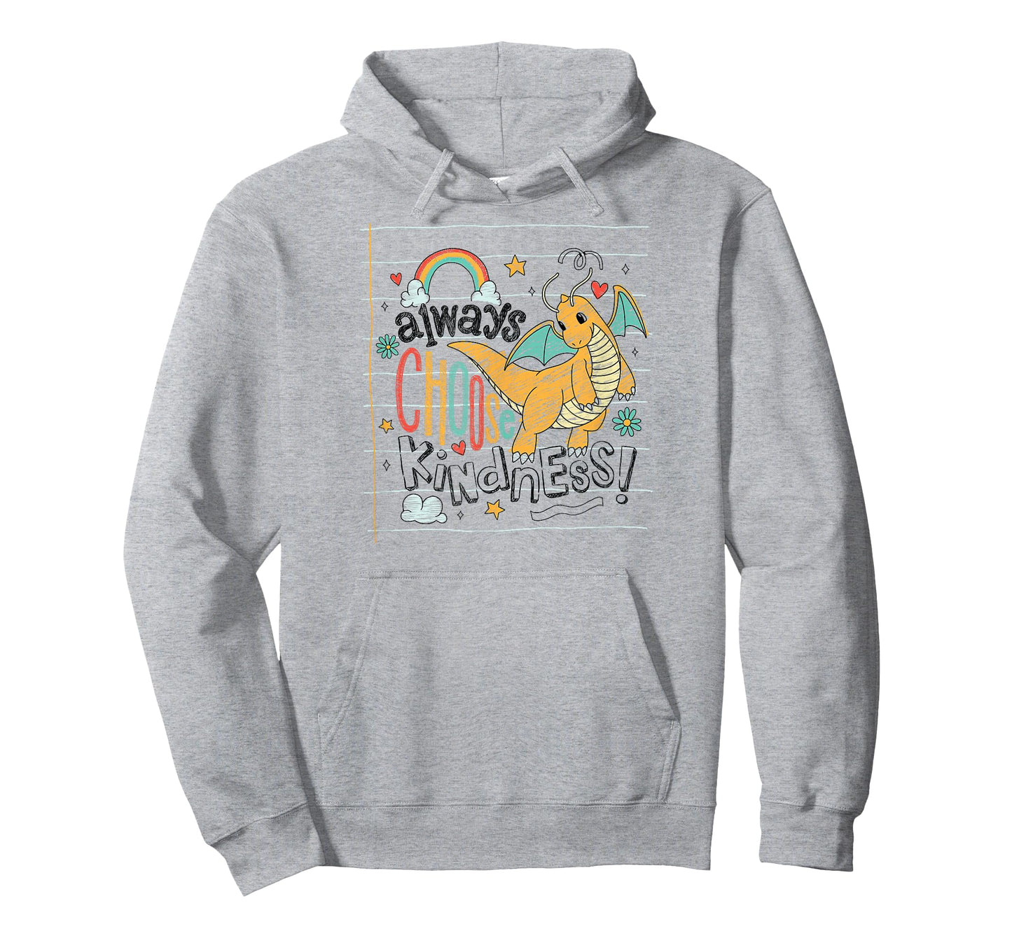 Pokémon - Dragonite Flying Always Choose Kindness Doodle T-Shirt