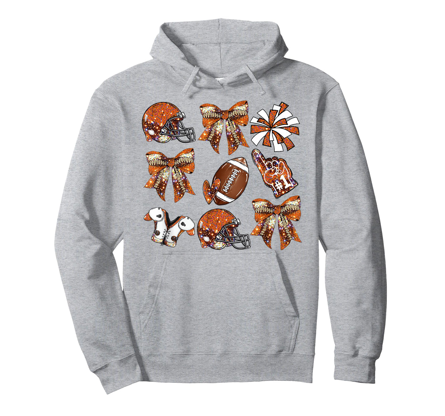 Orange Coquette Bow Football Game Day Women Girls Kids T-Shirt