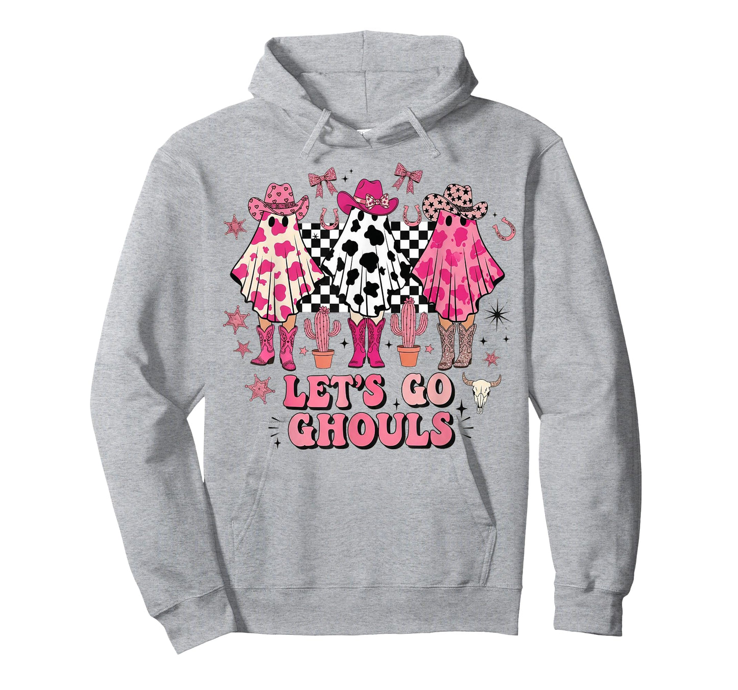 Let's Go Ghouls Cowgirl Cute Ghost Pink Halloween Western T-Shirt