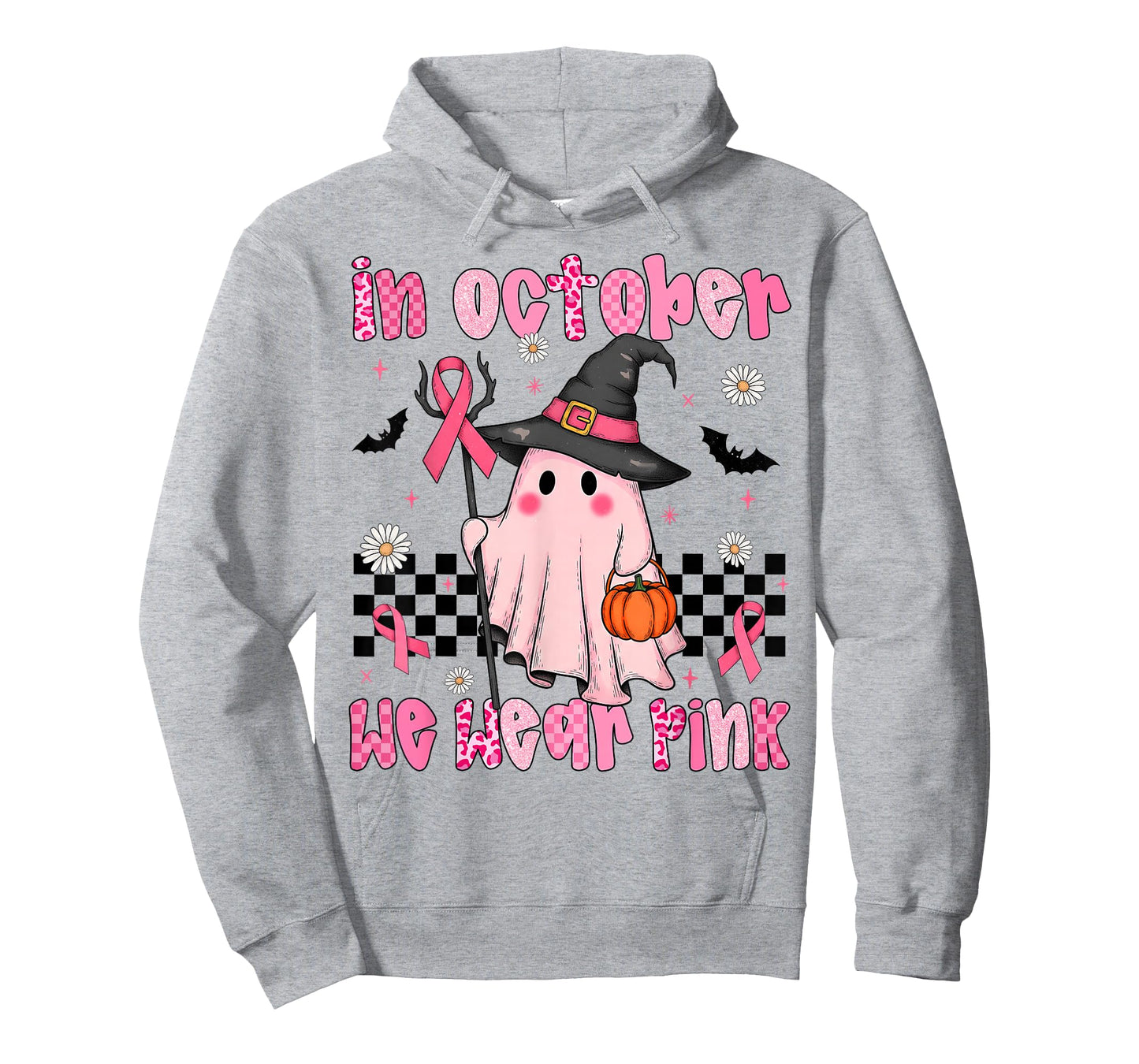 Breast Cancer Awareness In October We Wear Pink Ghost Ribbon T-Shirt