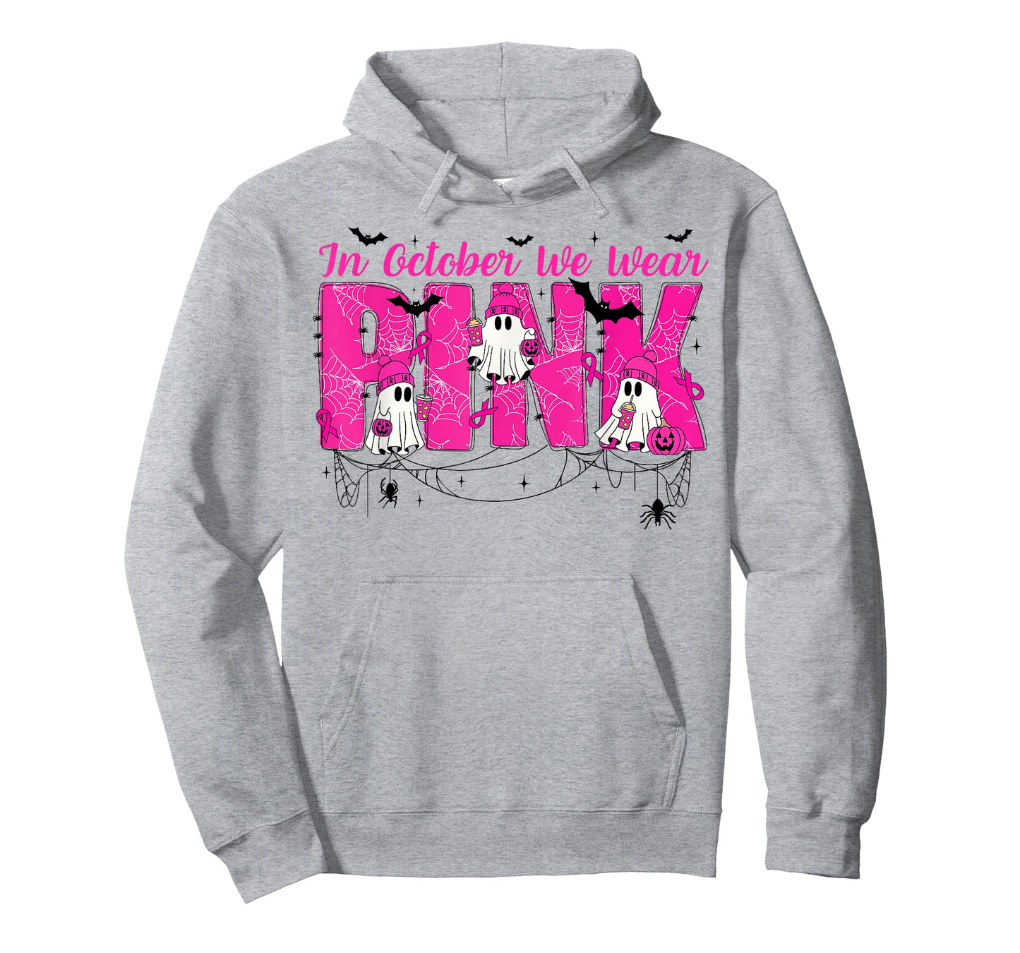 We Wear Pink in October Cute Ghost Breast Cancer Awareness T-Shirt