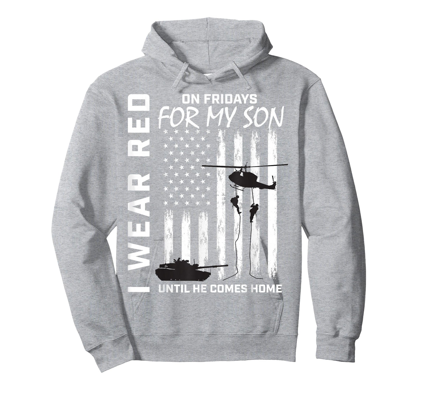 I Wear Red Friday Son Military Support Our Troops USA Flag Women Men T-Shirt