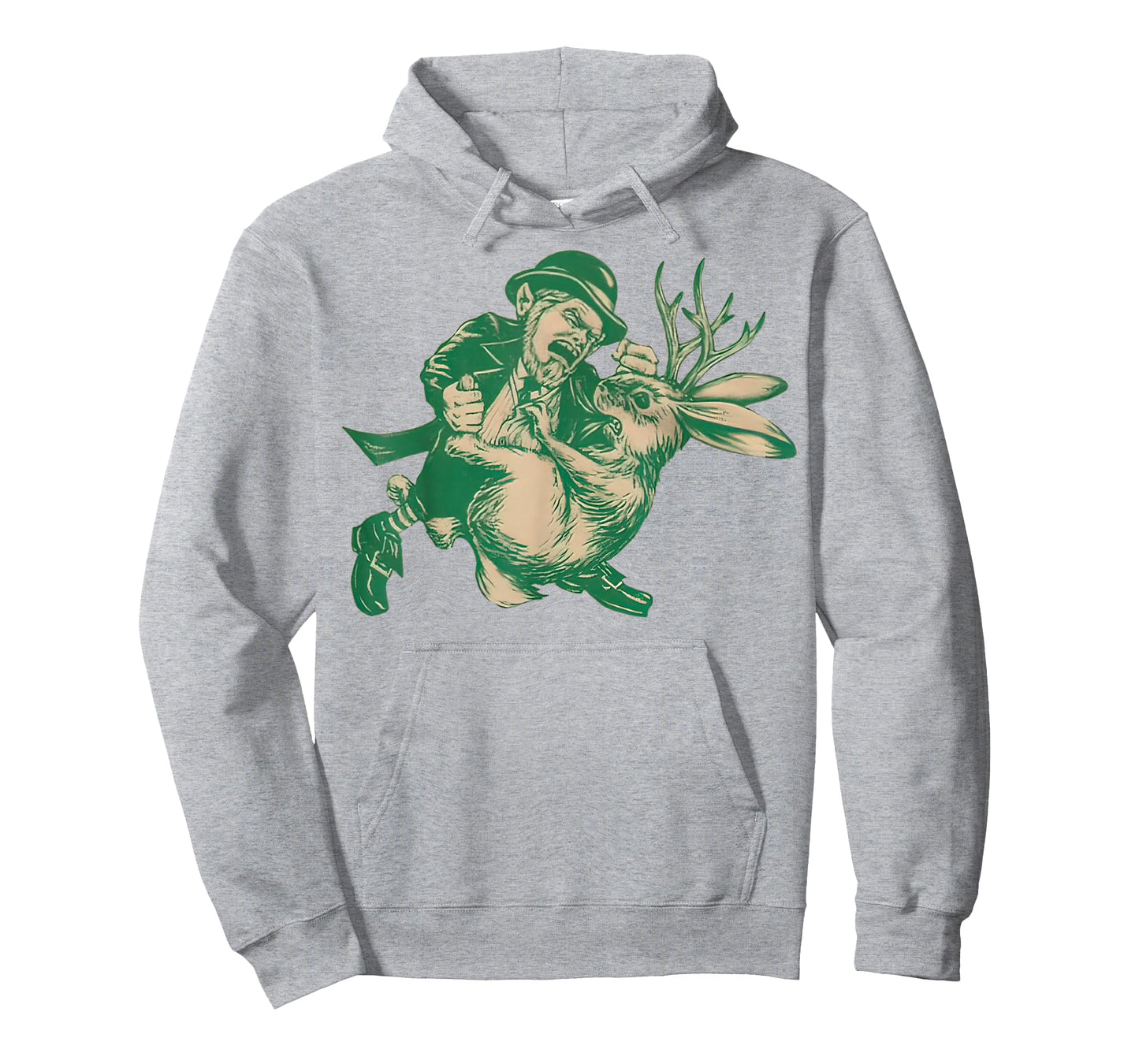 LEPRECHAUN Fighting JACKALOPE Funny Mythological Beasts T-Shirt