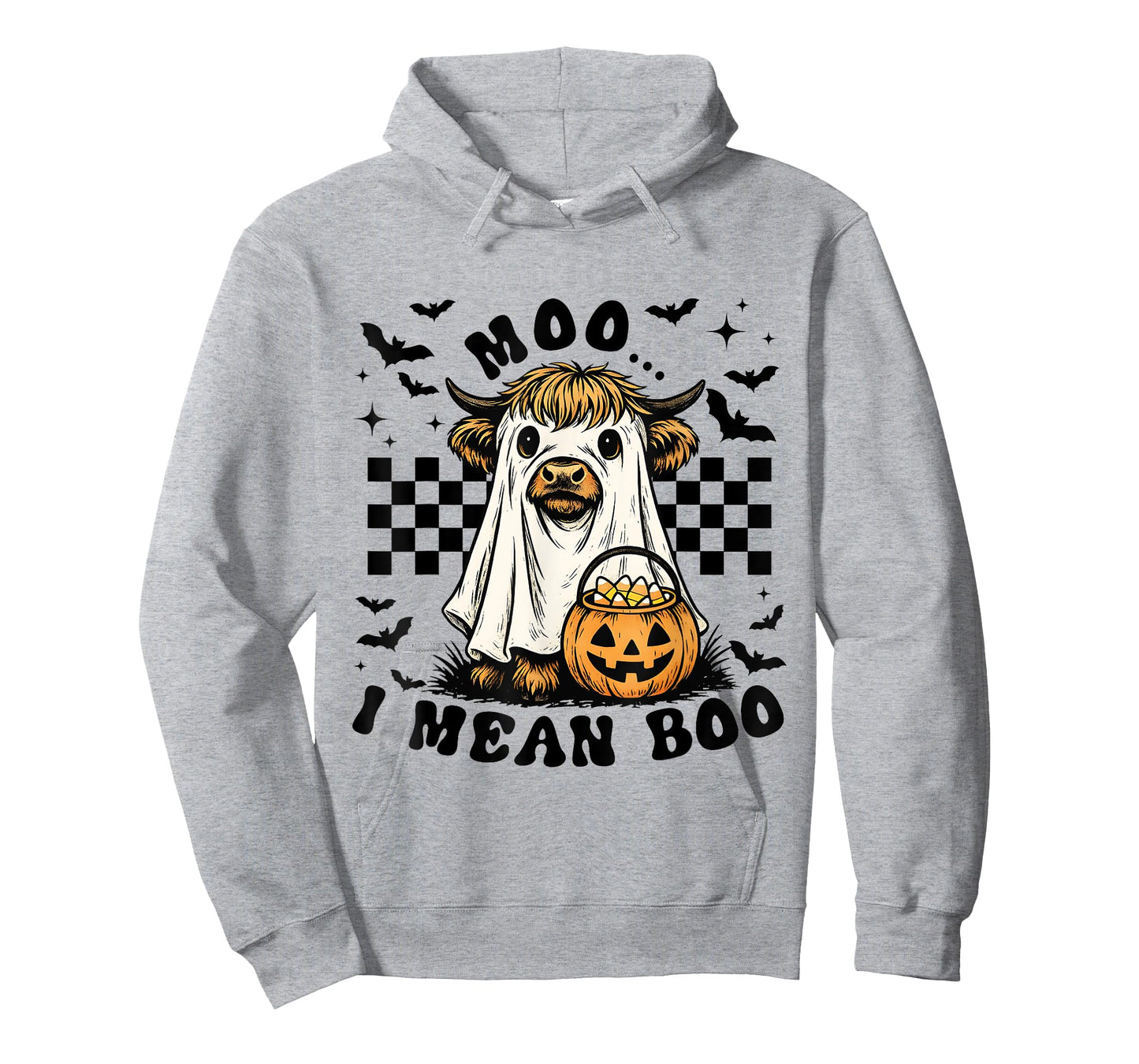 Moo I Mean Boo Funny Highland Cow Ghost Halloween T-Shirt