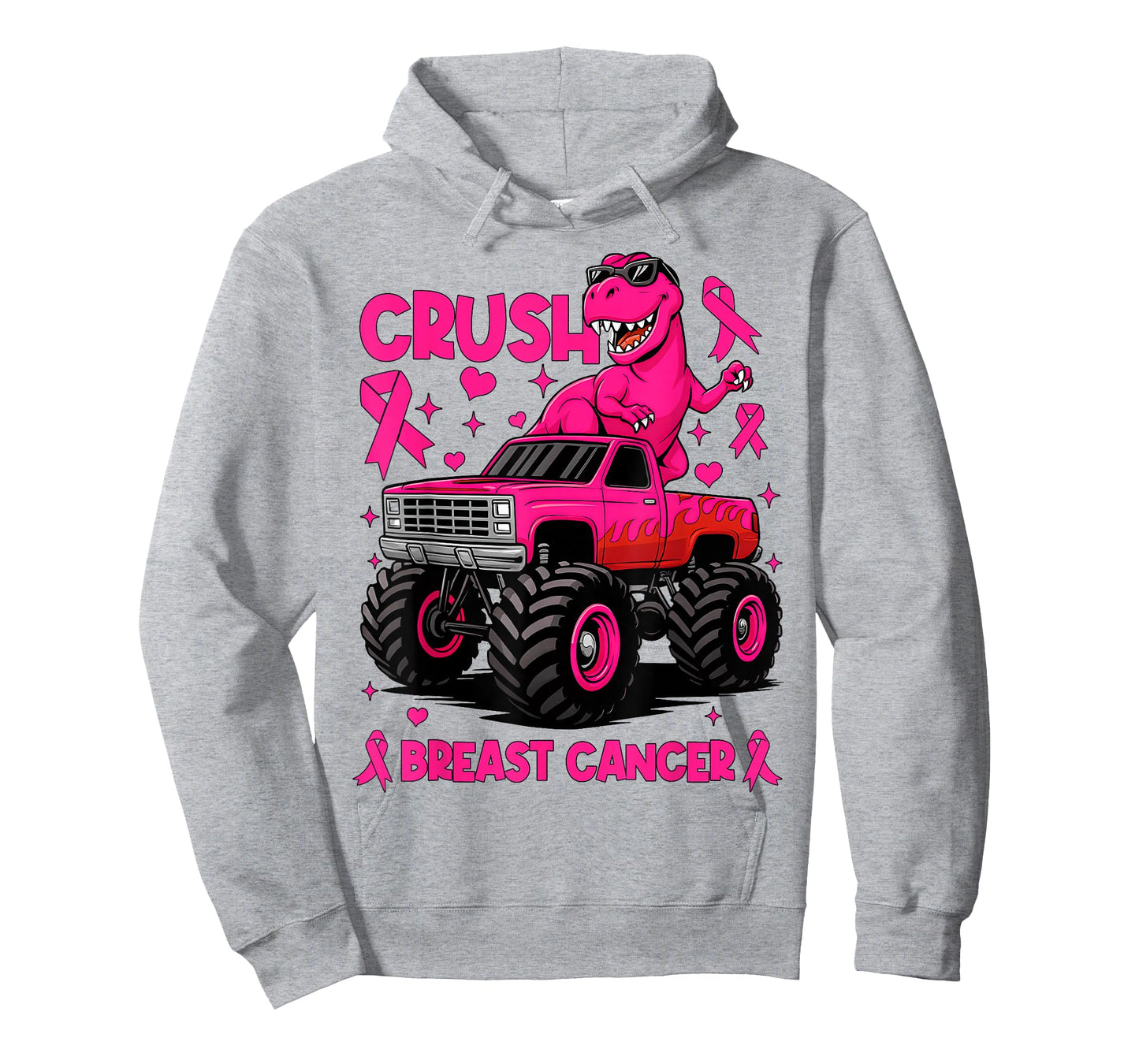 Crush Breast Cancer Awareness Monster Truck Toddler Boy Kids T-Shirt