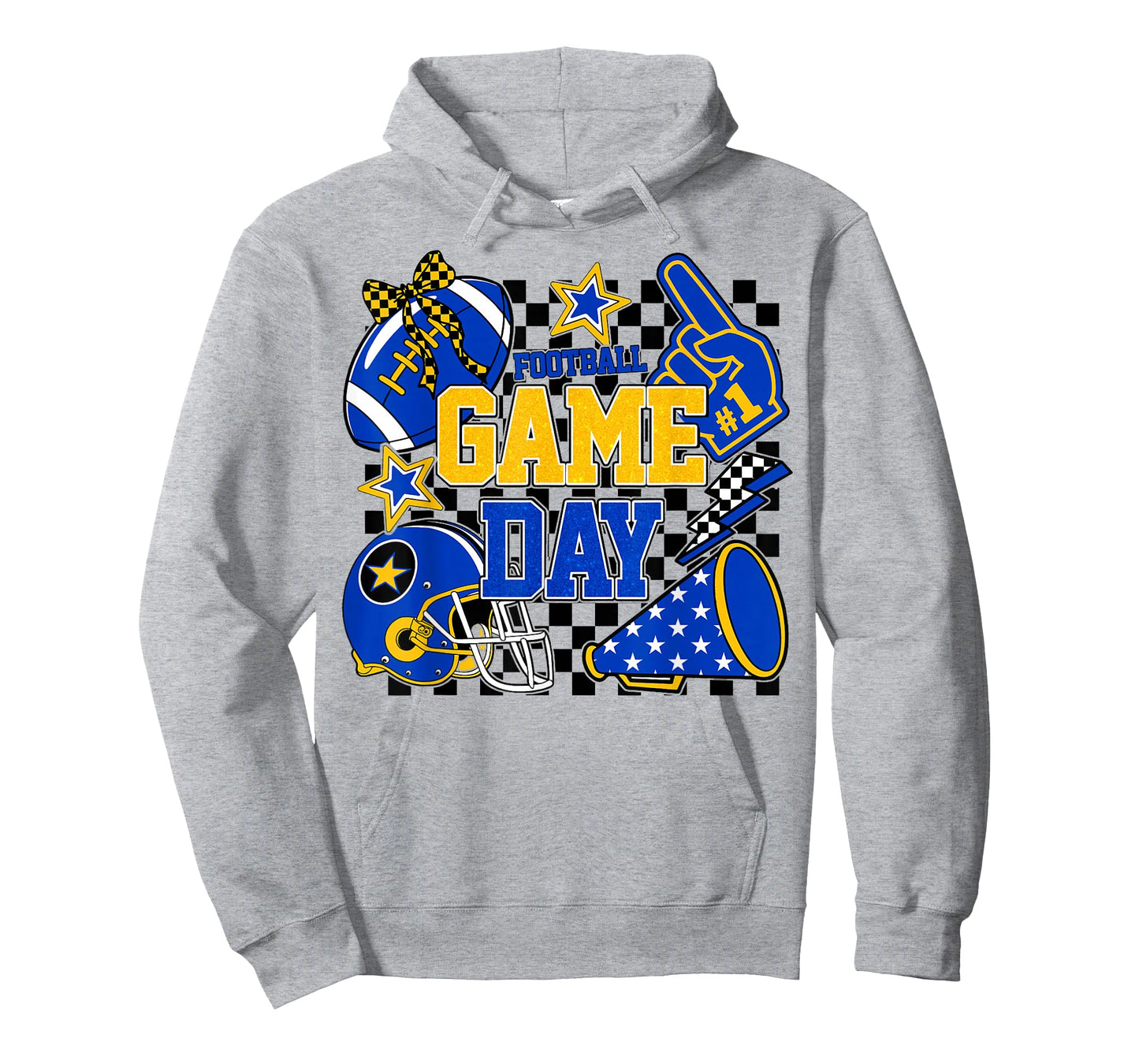 Game Day Football Touchdown Season Team Spirit Blue Gold T-Shirt