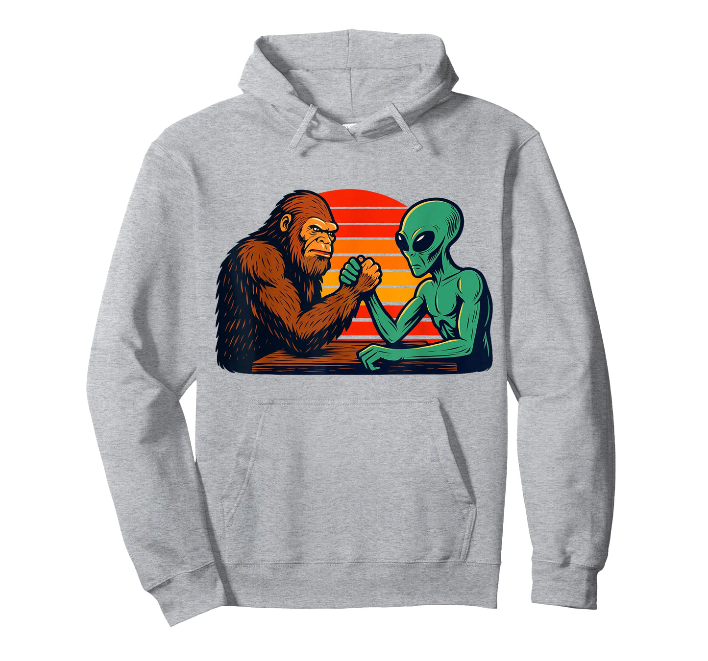 Funny Arm Wrestling Bigfoot Alien T-Shirt