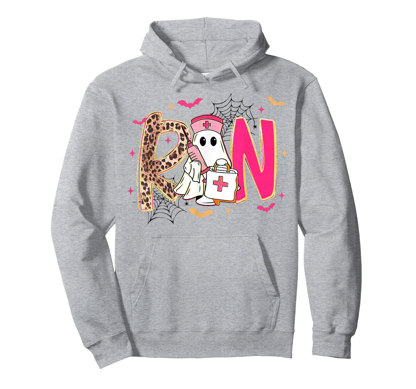 Leopard Spooky RN Nurse Halloween Fall Ghost Boo Nursing T-Shirt