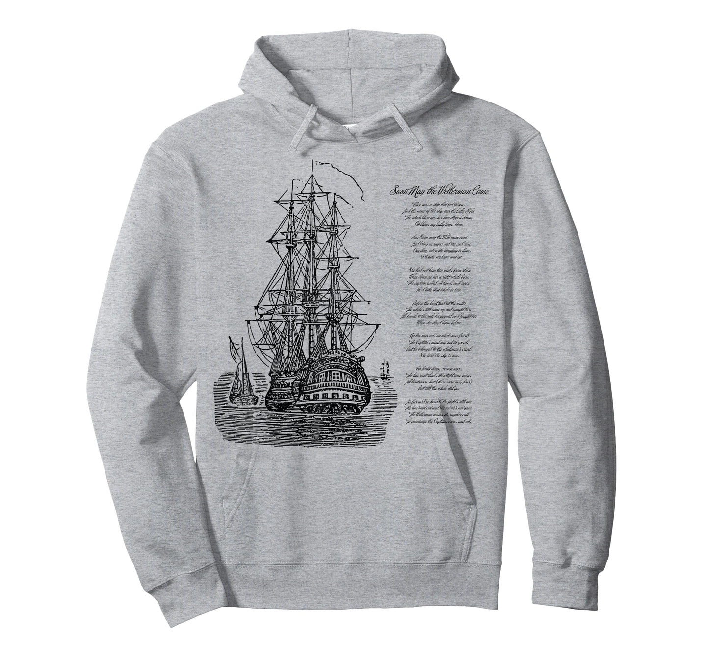 Wellerman Song with Vintage Ship, Sea Shanty Design T-Shirt