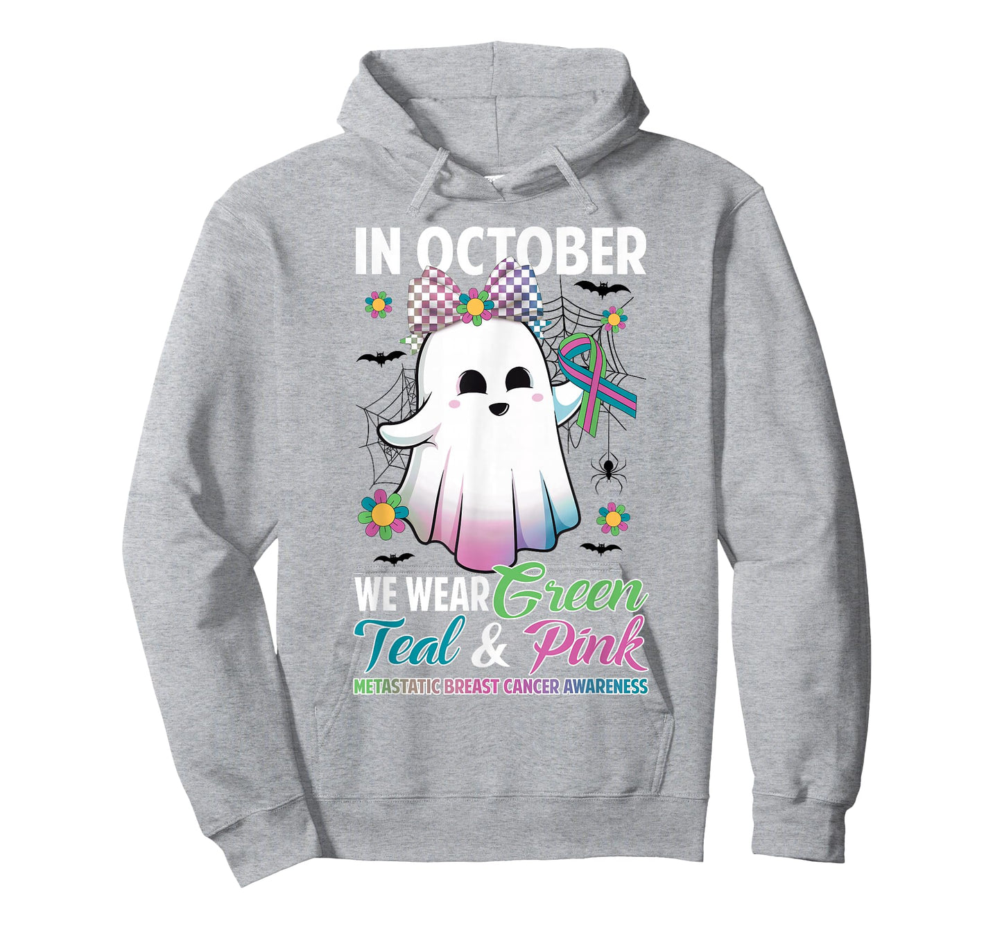 in October We Wear Green Teal Pink Metastatic Breast Cancer T-Shirt
