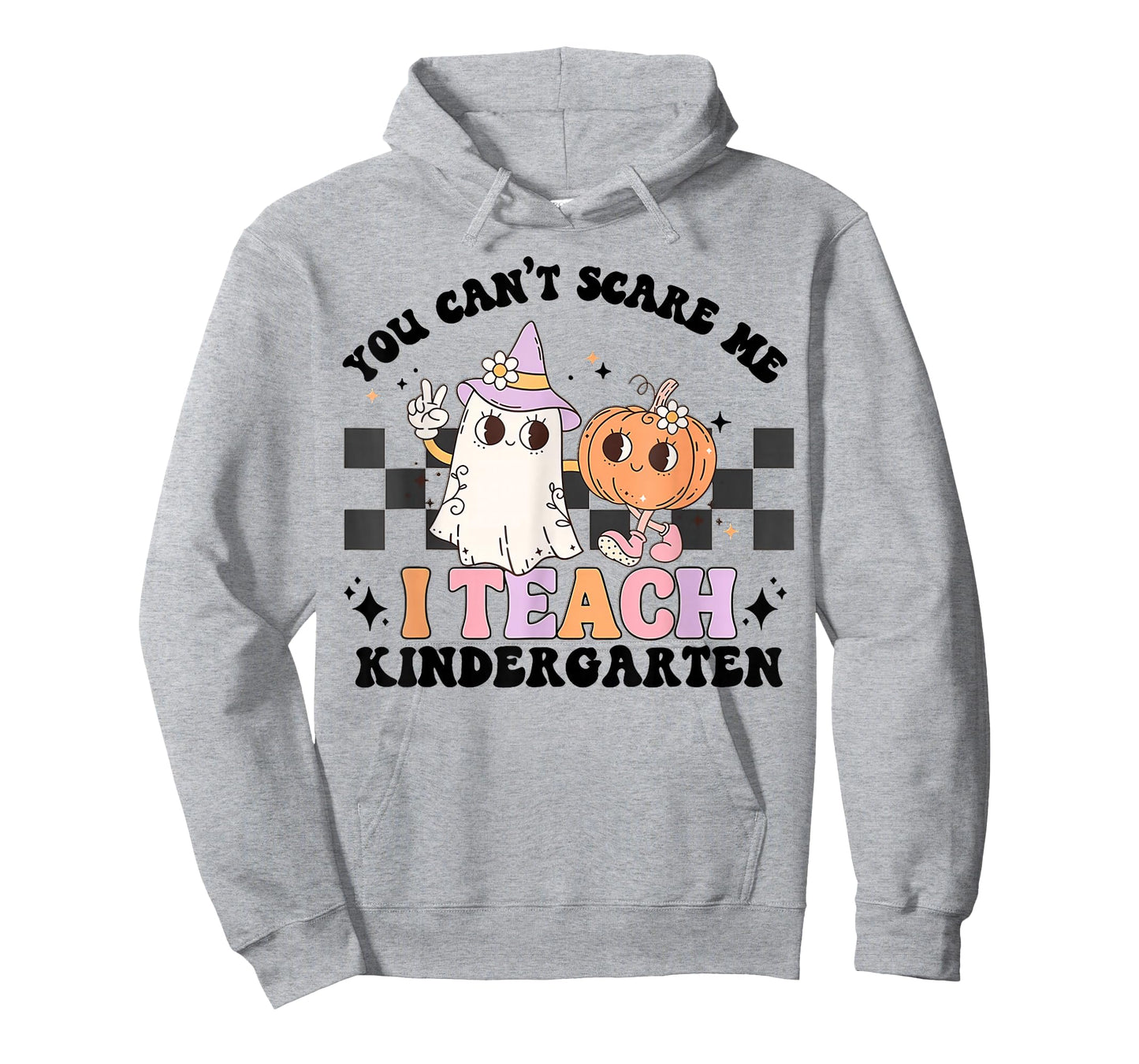 You Cant Scare Me I Teach Kindergarten Retro Halloween Ghost T-Shirt
