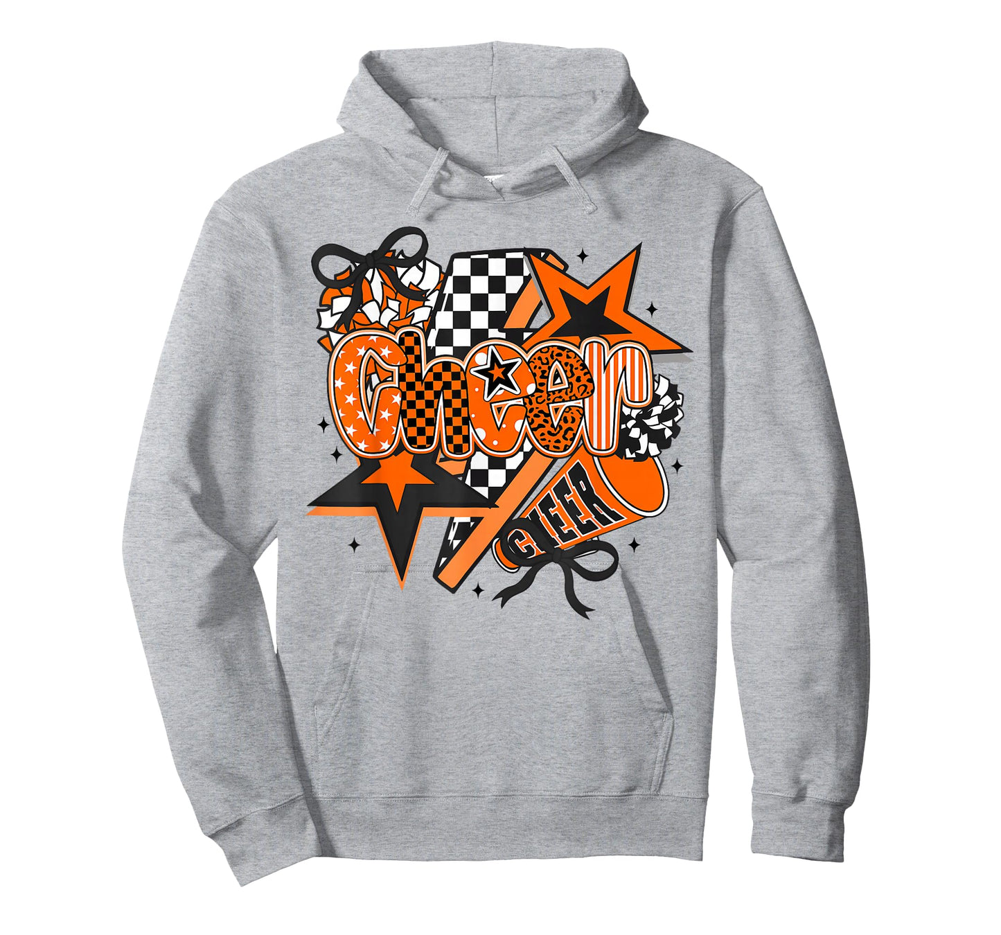 Preppy Cheer Game Day Cheer Mom Cheerleader Go Cheer Orange T-Shirt