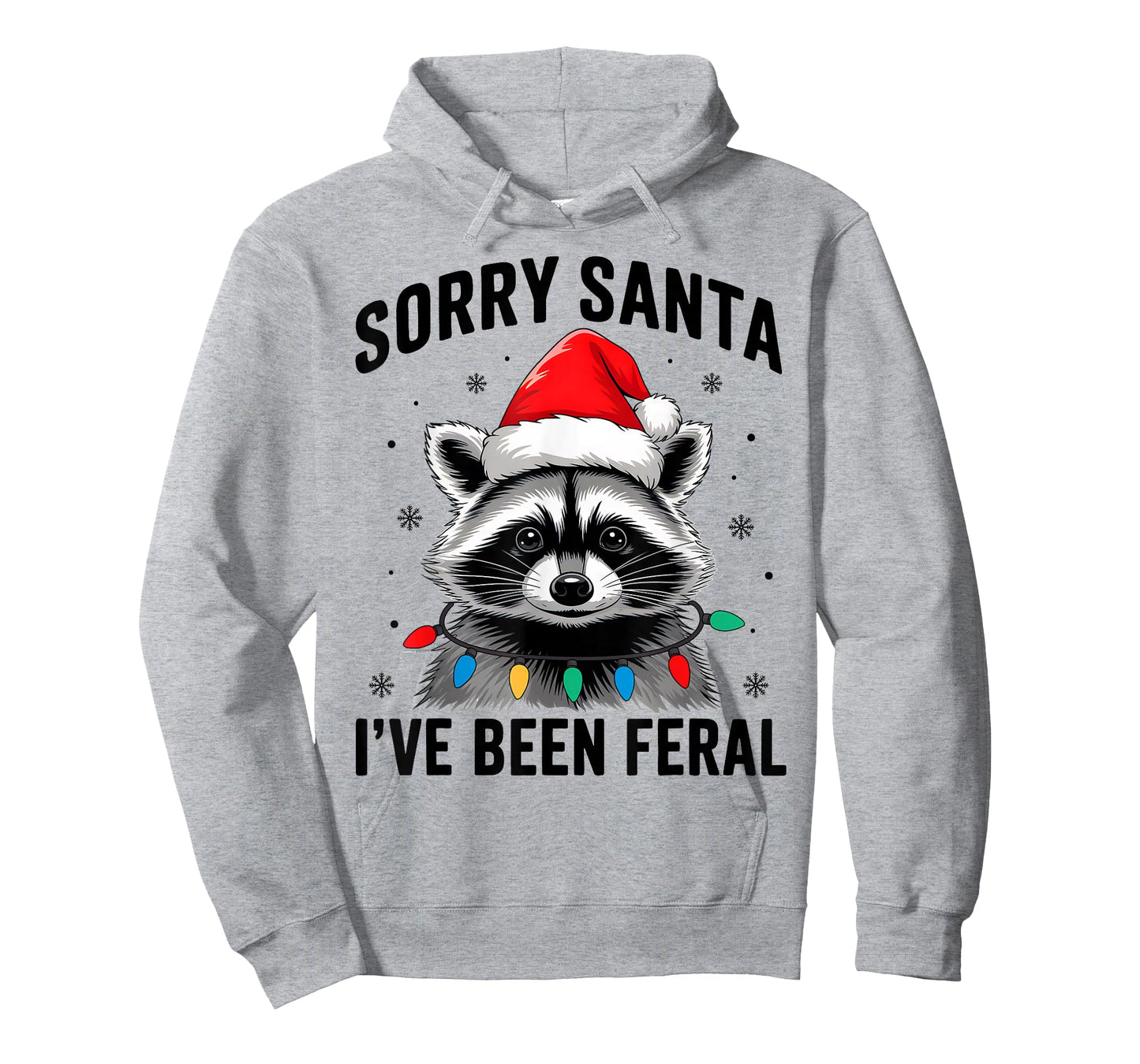 Sorry Santa I've Been Feral Funny Christmas Lights Raccoon T-Shirt
