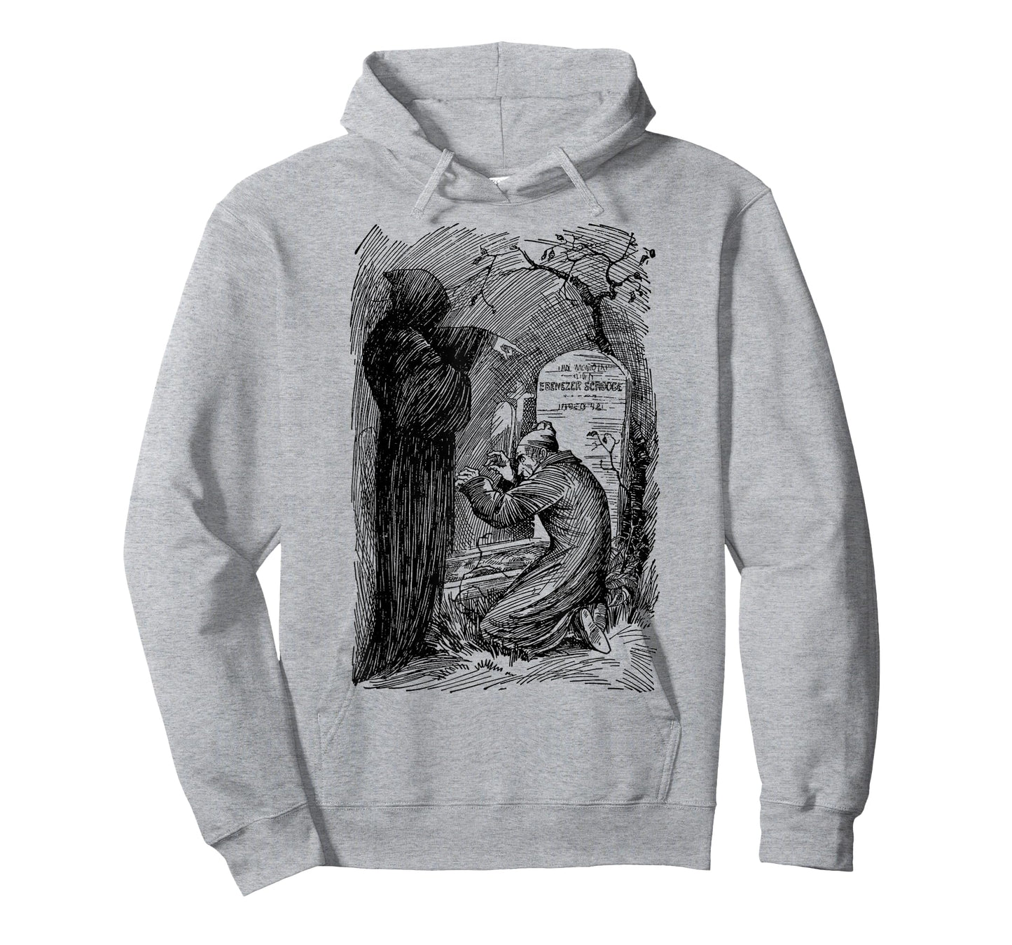 A Christmas Carol Scrooge Tees Unisex Adult Classic Fit Grey T-Shirt - Small - Short Sleeve - Vintage Gothic - Themed Design (Charles Dickens' A Christmas Carol) - Halloween, Christmas